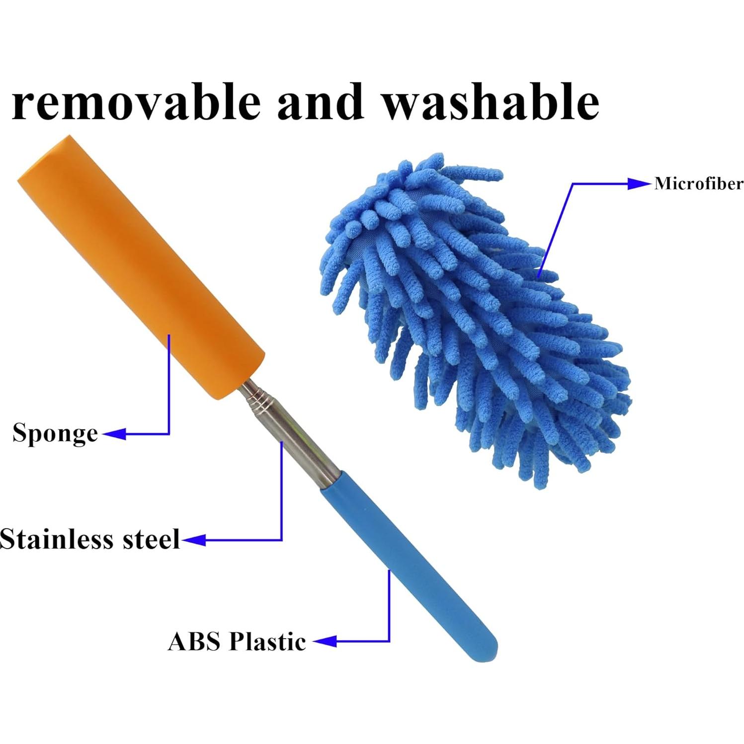 Plumero Telescópico de Microfibra zdyCGTime - 4 Paquete Azul