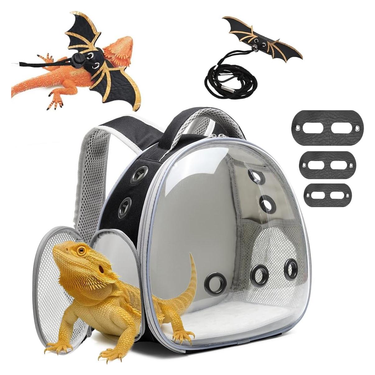 Transportador de Mochila para Dragón Barbudo uoopet Negro 30x21x32cm