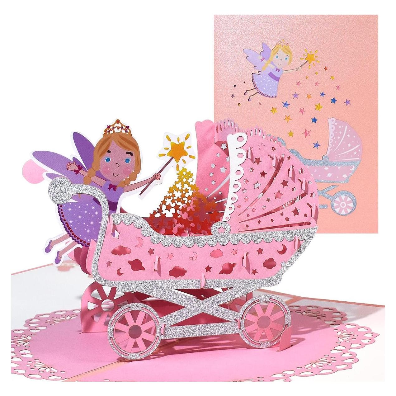 Tarjeta Pop Up para Nuevos Bebés CNLITIHEKA Rosa 20x15 cm