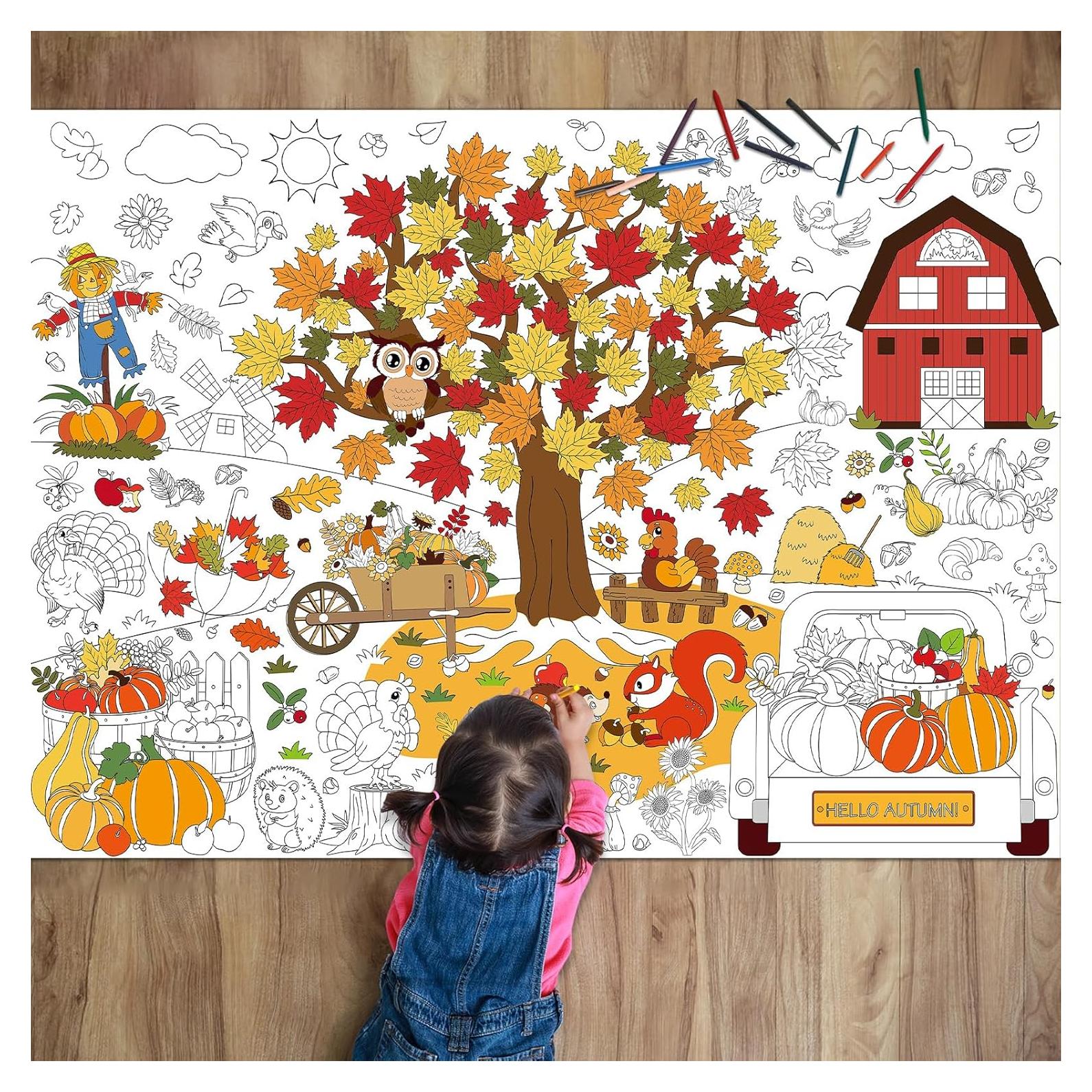 Póster de Colorear Otoño Naozinebi 80x110 cm para Niños