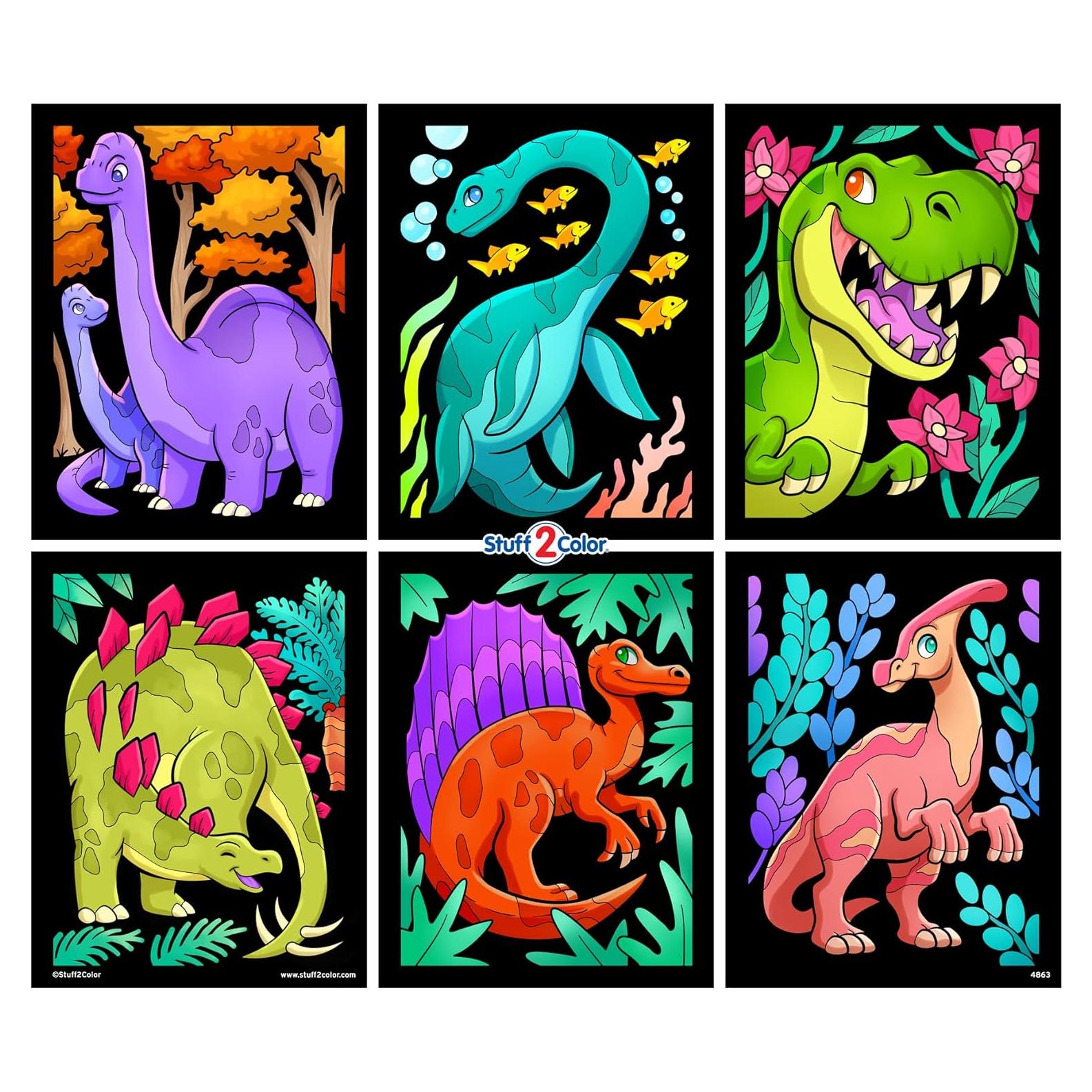 Paquete de 6 Pósters de Colorear Dinosaurios Stuff2Color