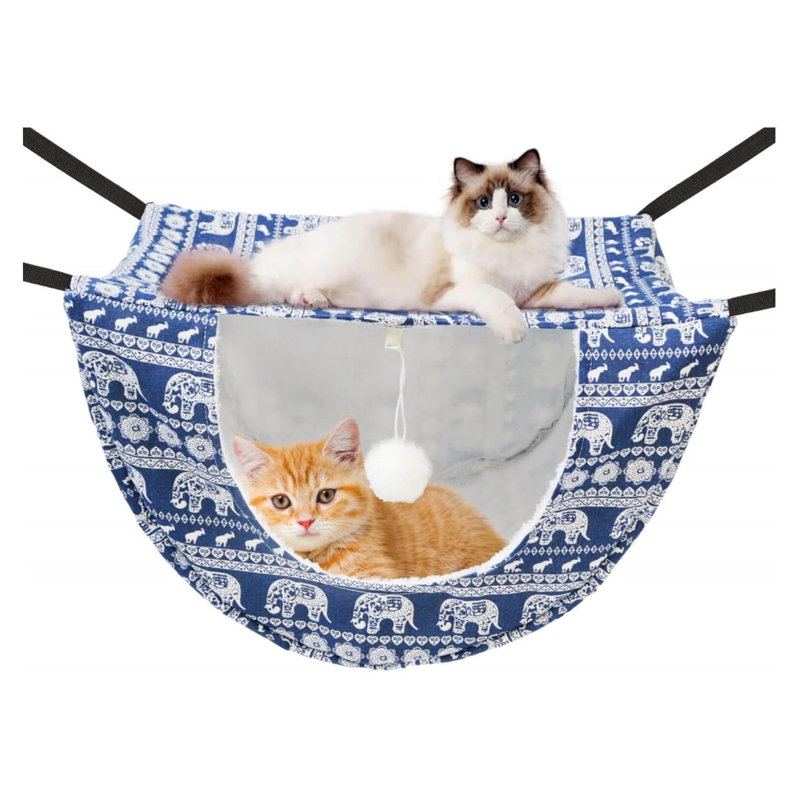 Hamaca para Gato JSPYFITS Doble Capa Ajustable Elefante Azul