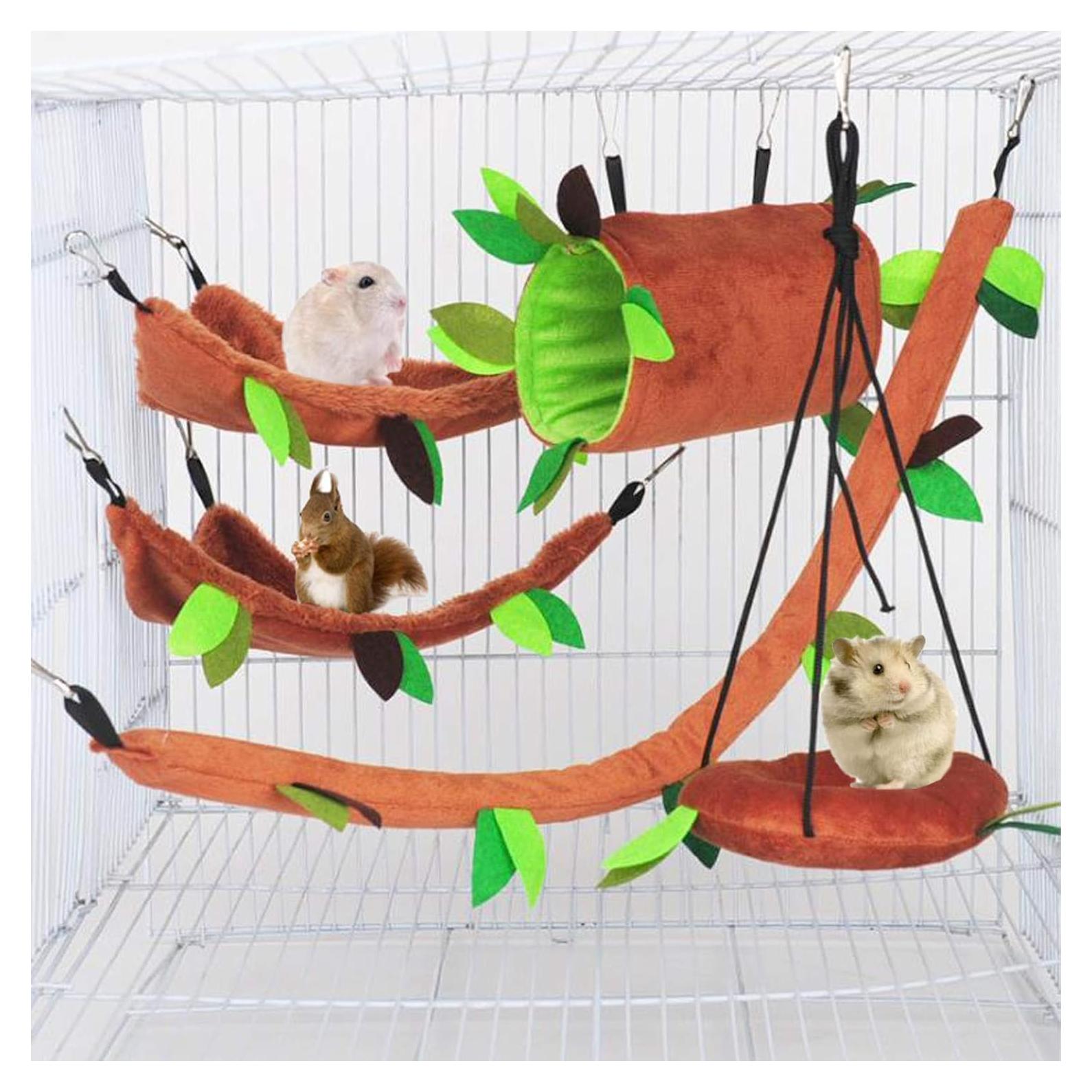 Set de Hamacas y Túnel para Hámster MICOKA - Accesorios de Cama