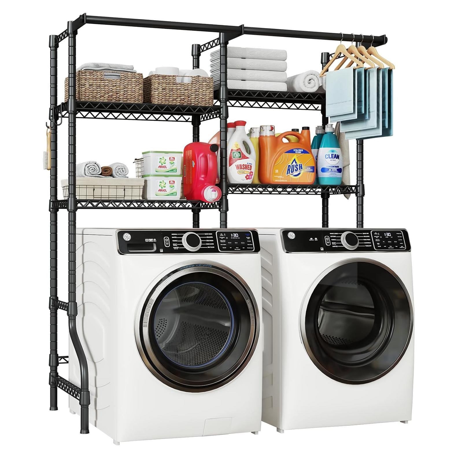 Estante de Lavandería ULIFHOME U14 Negro 4 Niveles Ajustable