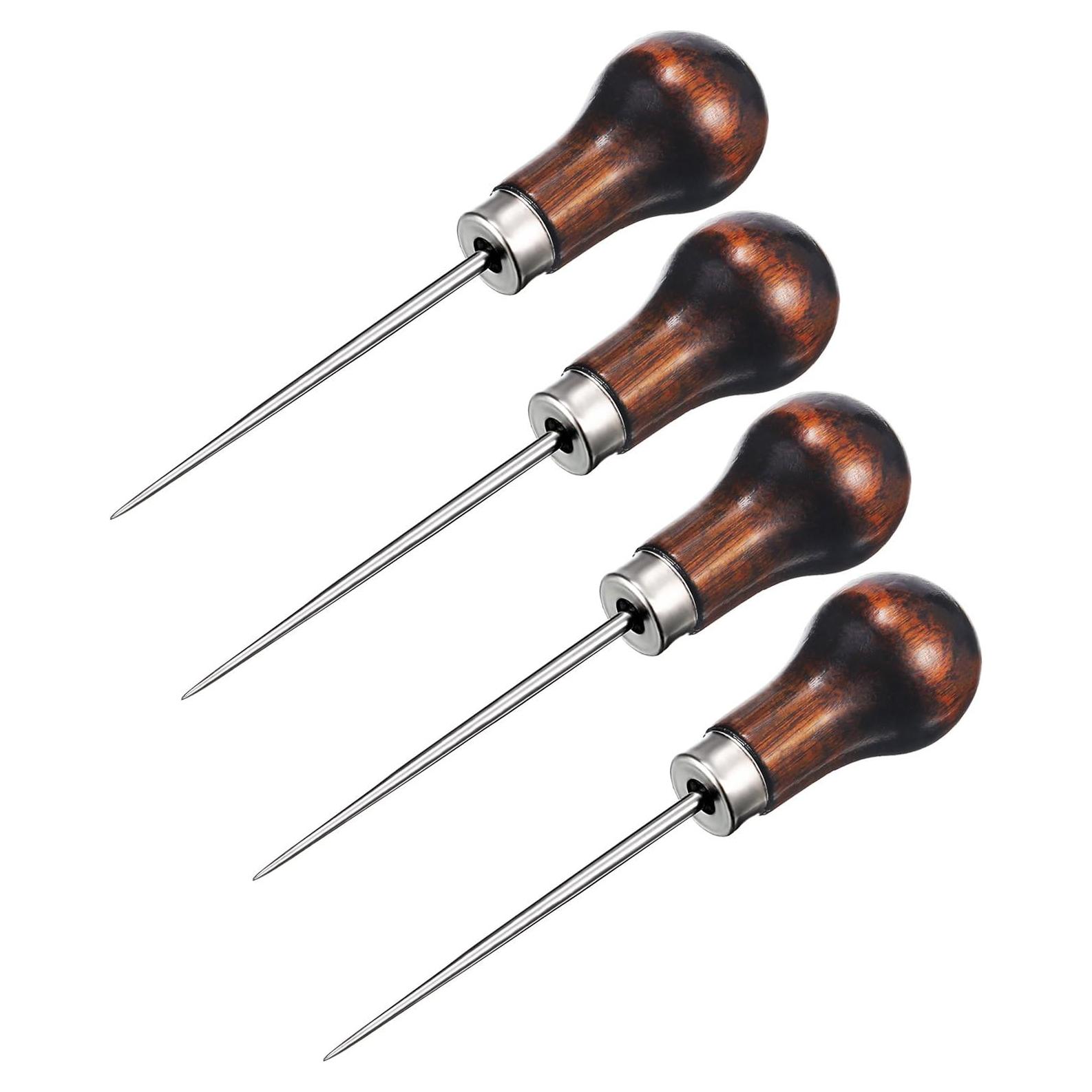 Paquete de 4 herramientas de punzón TecUnite con mango de madera