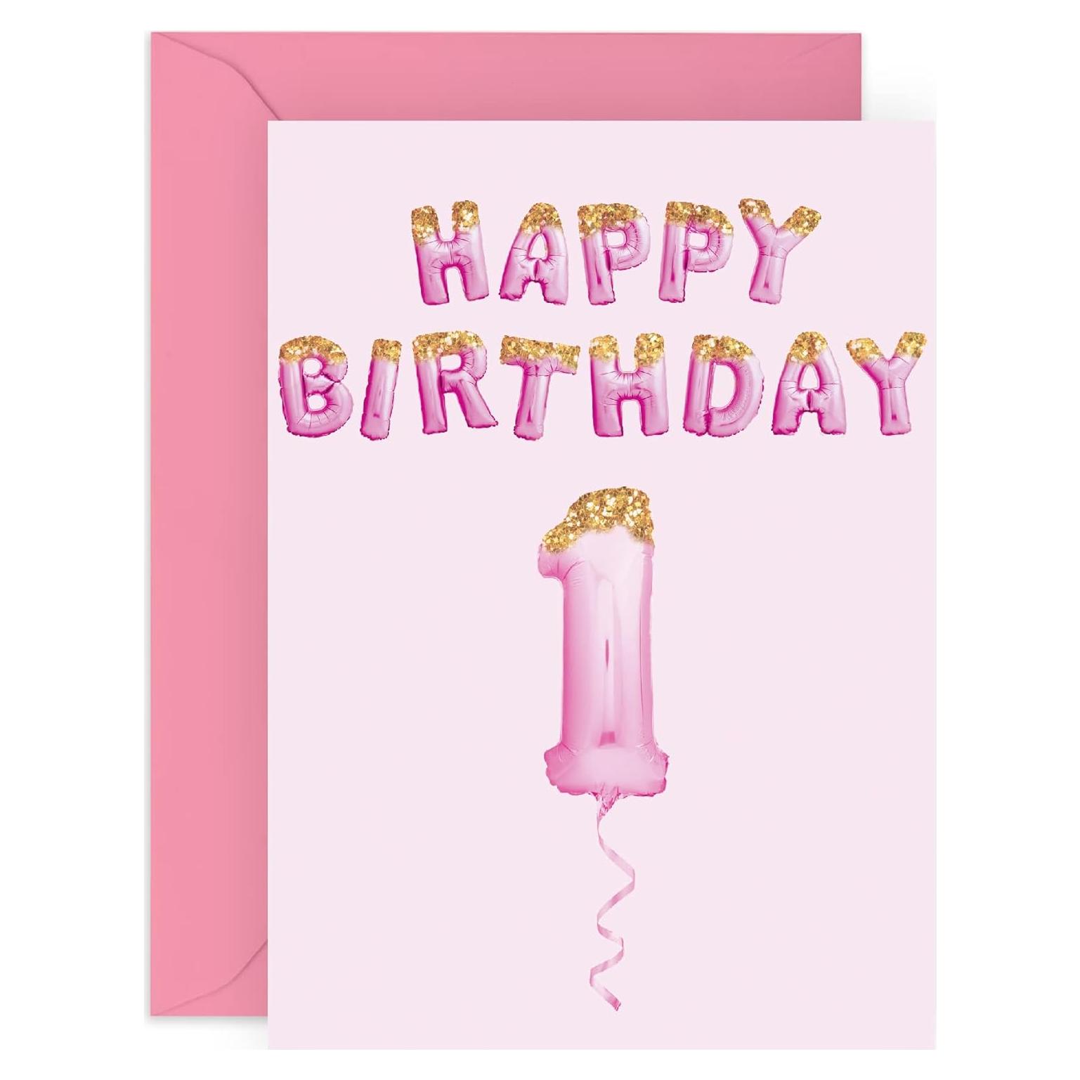 Tarjeta de Cumpleaños 1 Año Central 23 con Calcomanías