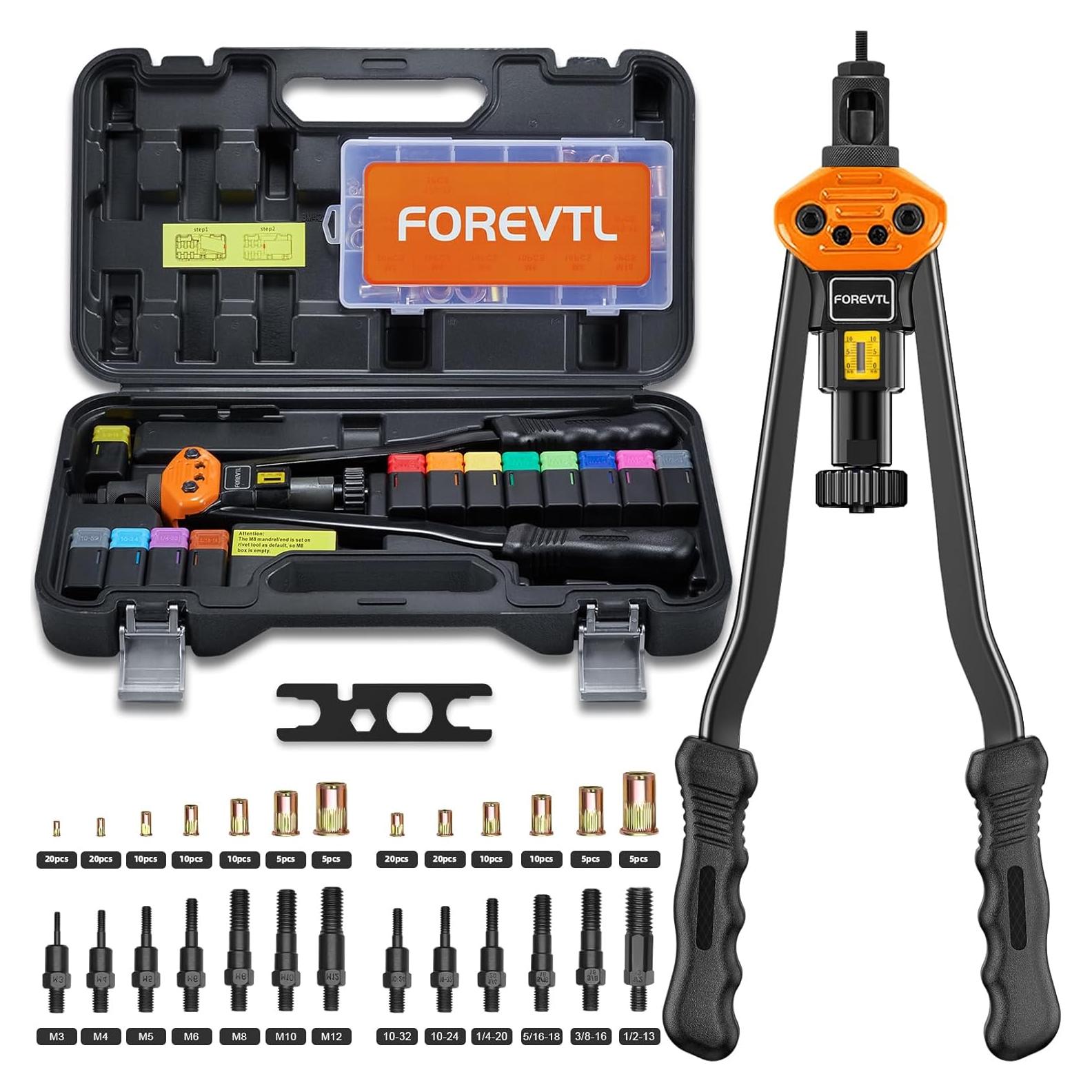 Kit de Herramienta Rivnut 16" FOREVTL con 150 Tuercas Métricas y SAE