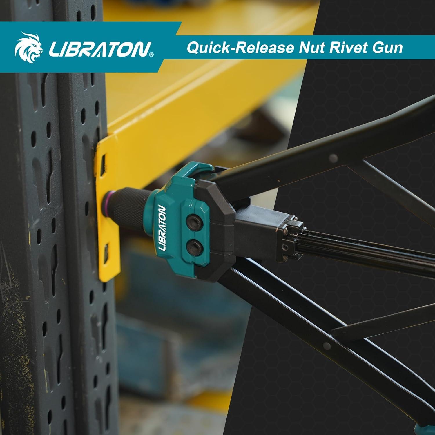 Kit de Herramienta de Tuerca Remachada LIBRATON 40.6 cm con 11 Mandriles