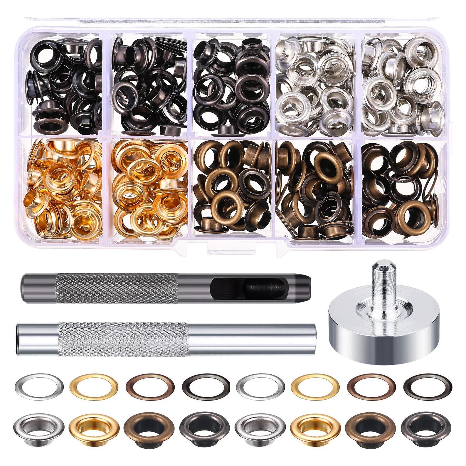 Kit de Ojetes Bememo 200 Juegos 6 mm con Herramientas y Caja