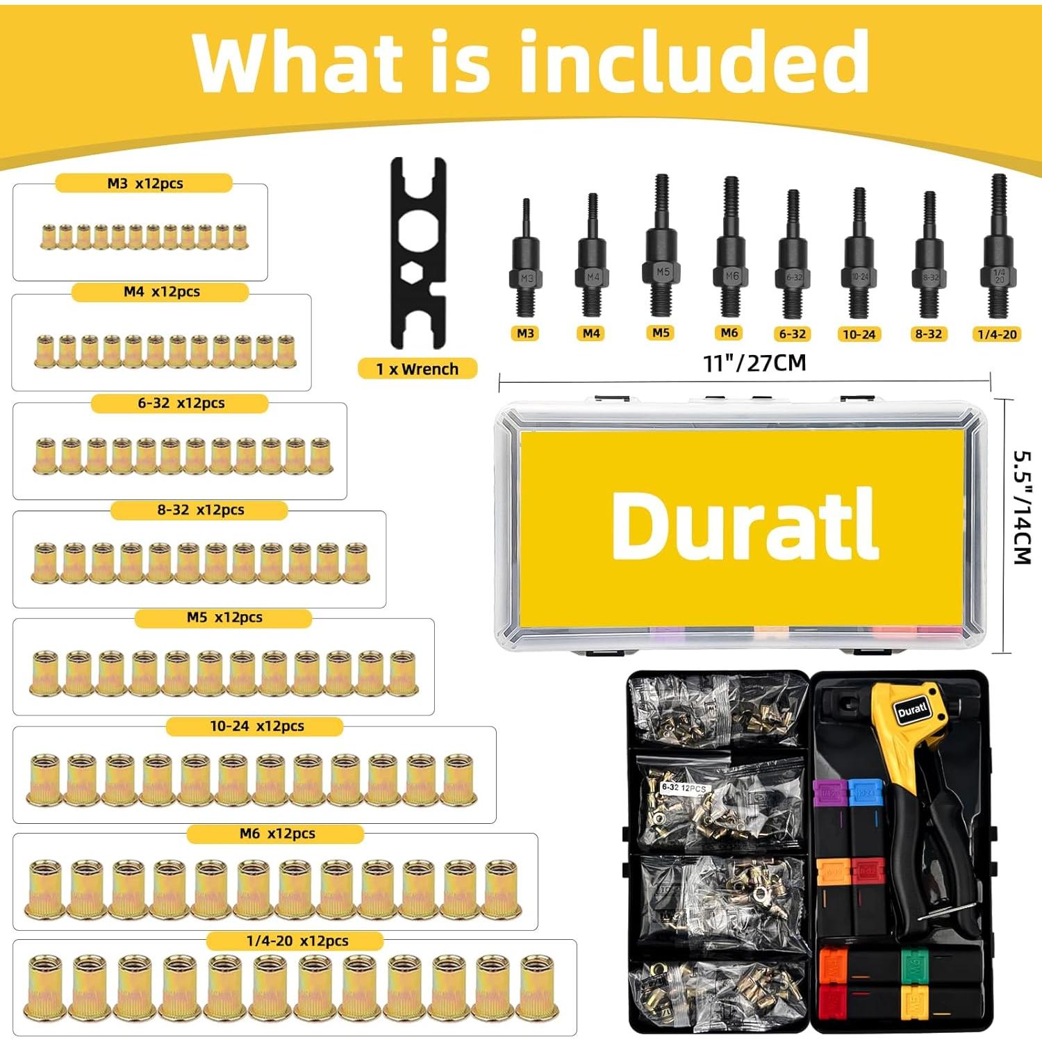 Kit de Herramientas para Tuercas Remachadas Duratl DT600 - 106 Piezas
