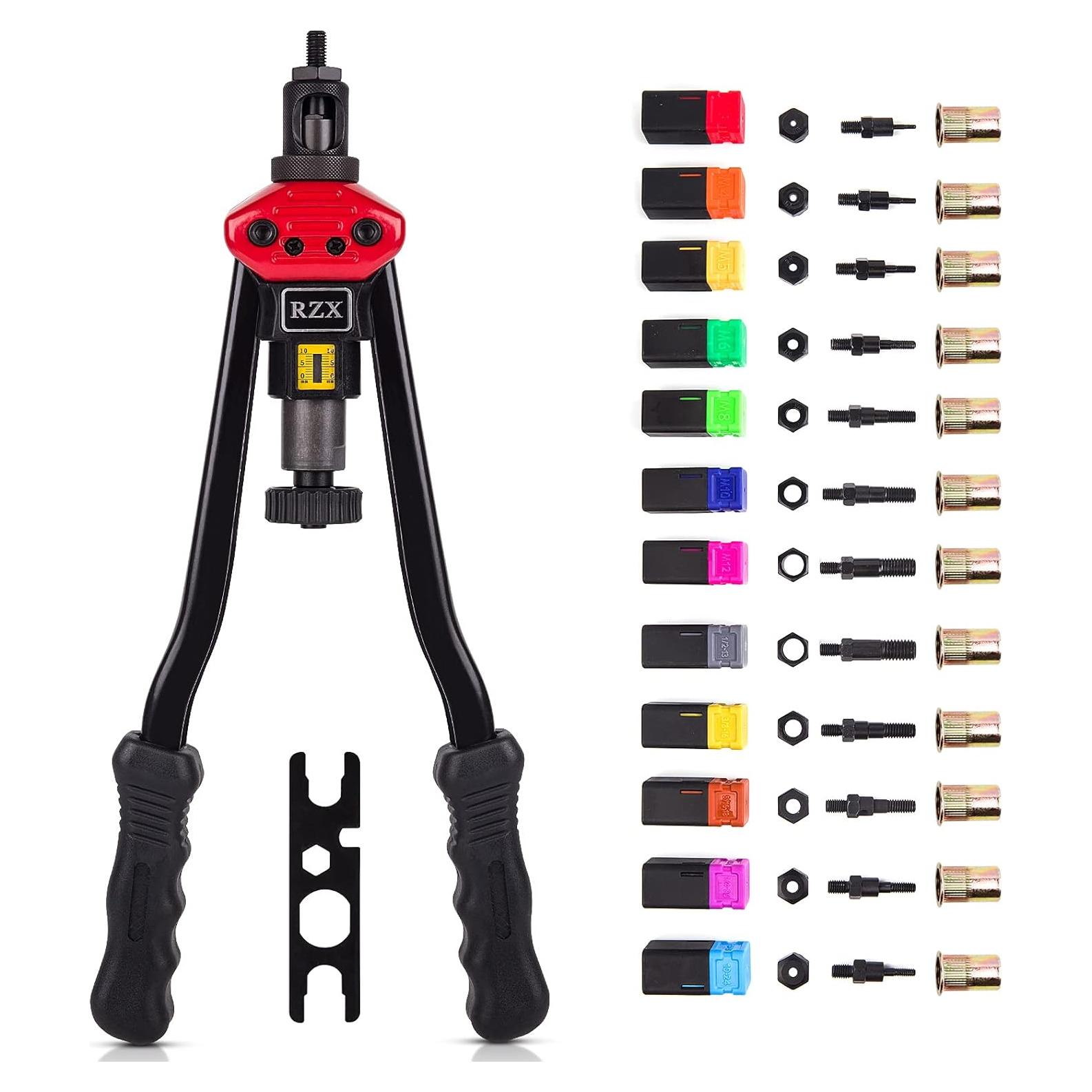 Herramienta de Tuerca Remachada RZX 16" con 12 Mandriles y 115 Tuercas