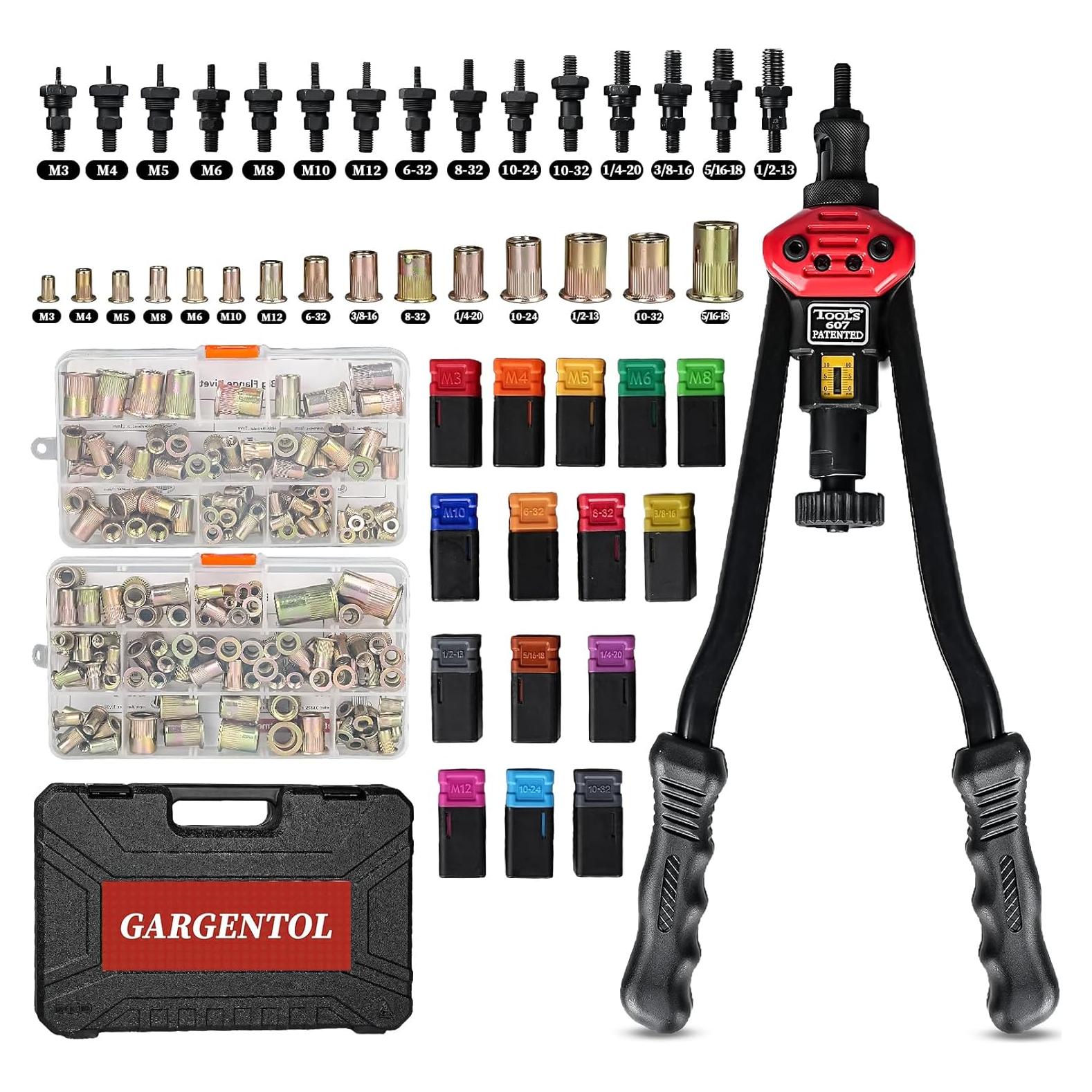 Kit de Herramientas Rivnut GARGENTOL 16" con 15 Mandriles