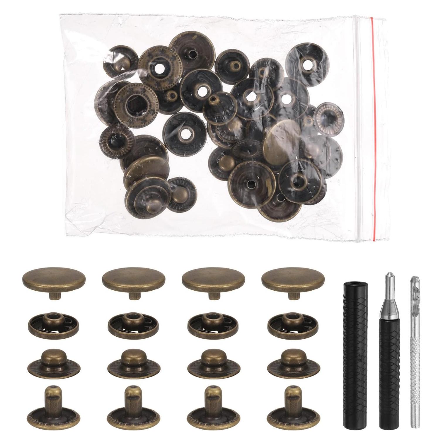 Kit de Botones a Presión de Cuero HARFINGTON 15mm Bronce