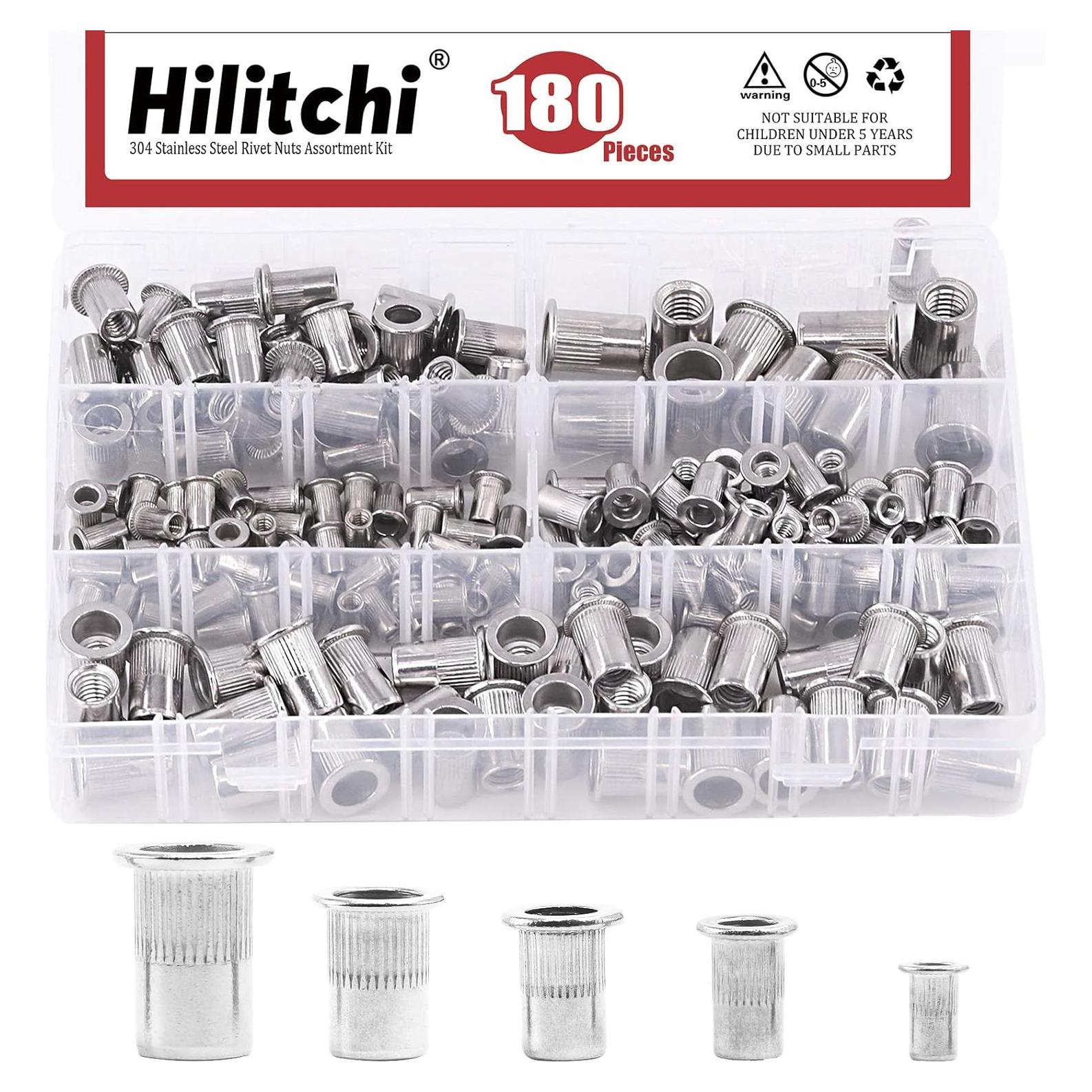 Kit de Tuercas Remachadas de Acero Inoxidable Hilitchi 180PCS