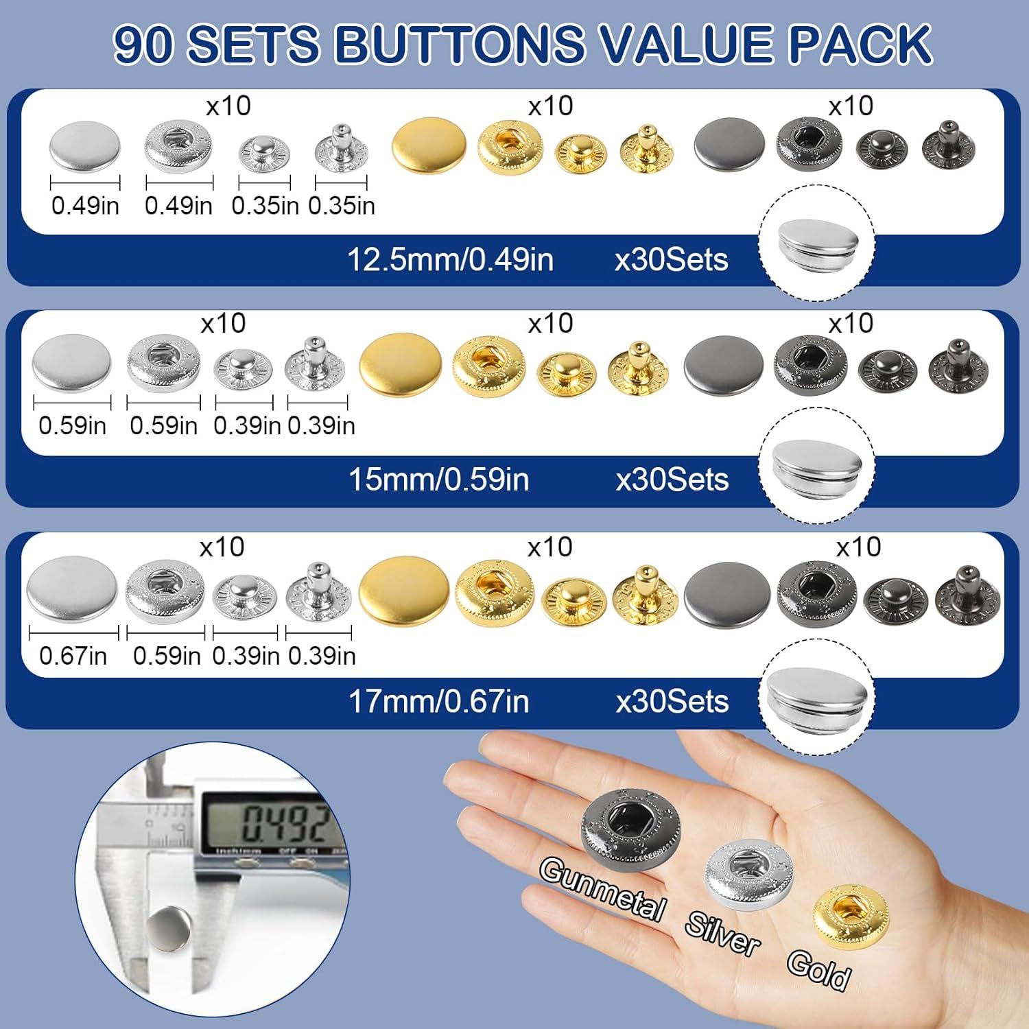 Kit de Botones a Presión BISUOSHI con Alicates y 90 Piezas