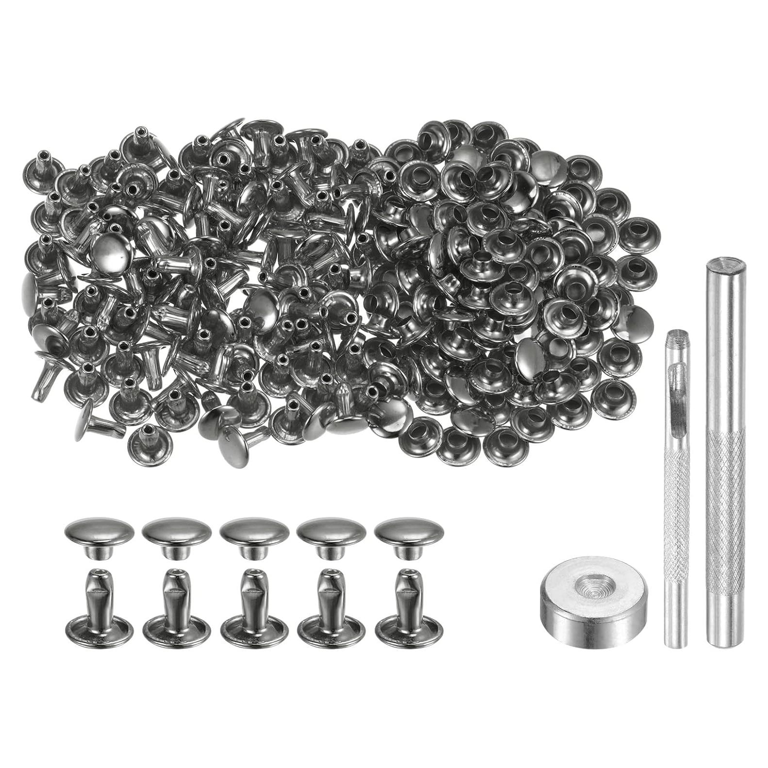 Kit de Remaches de Cuero HARFINGTON 200 Unidades 8mm Metal Gunmetal