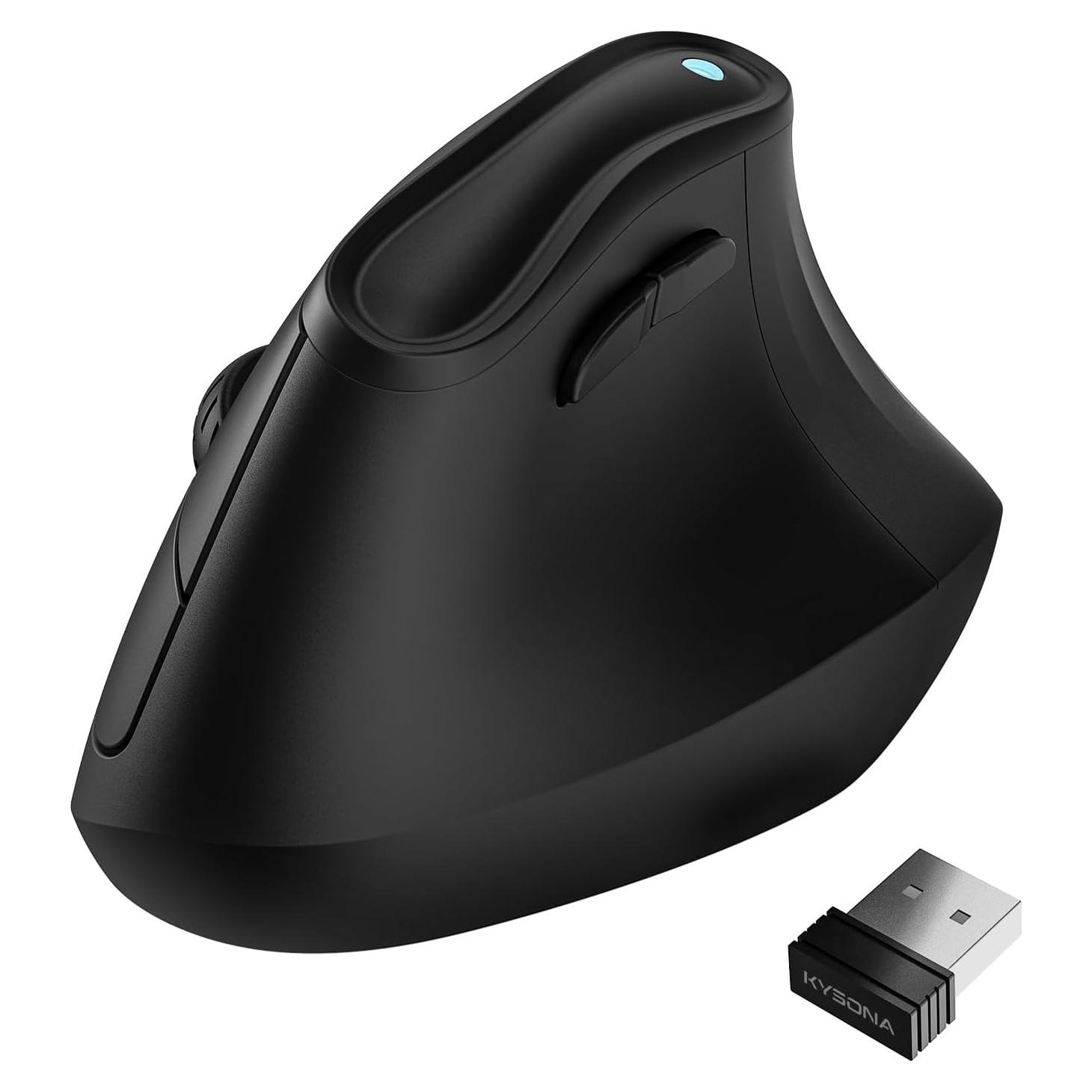 Ratón Vertical Inalámbrico Ergonómico Kysona EM9 Negro