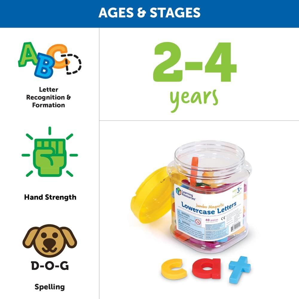 Letras Mínusculas Magnéticas Jumbo Recursos de Aprendizaje 40 Piezas