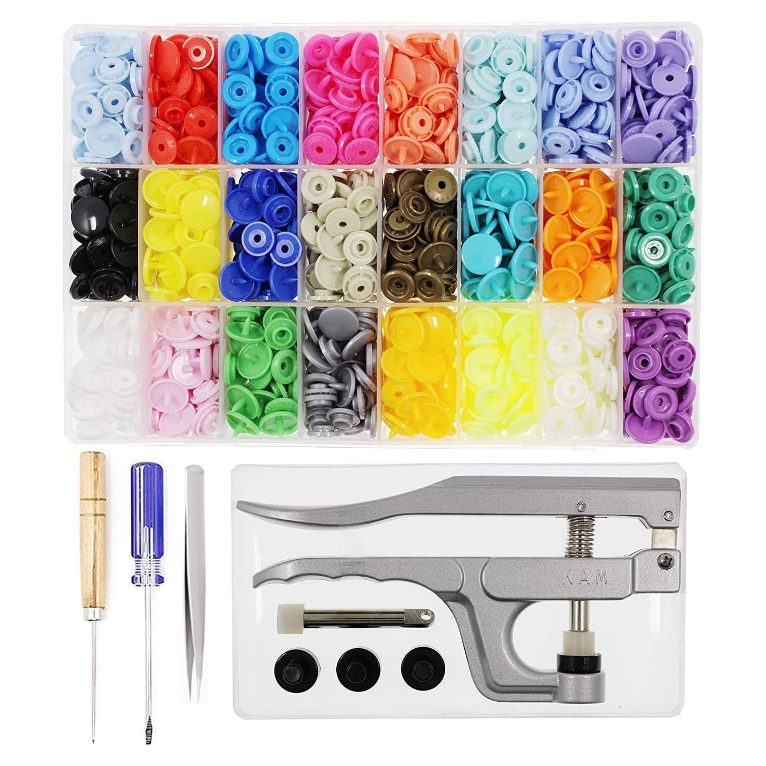 Kit de Botones de Presión KAM 384 Juegos 24 Colores T5