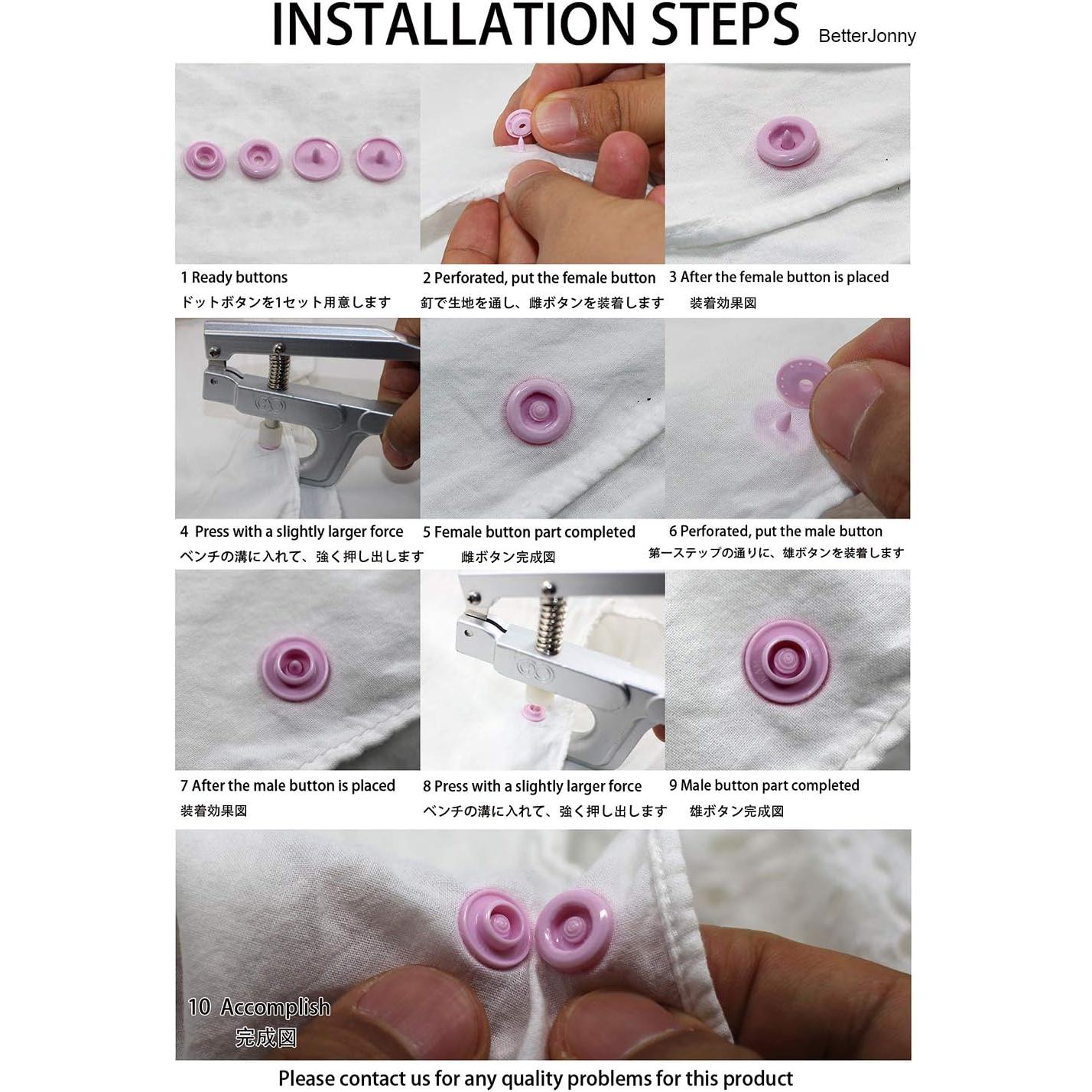 Kit de Botones de Presión KAM 384 Juegos 24 Colores T5