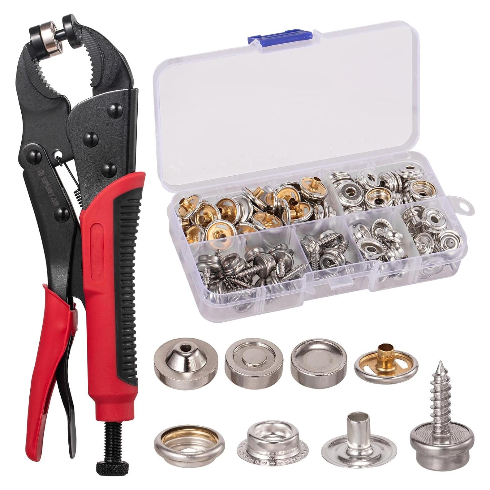 Kit de Herramienta de Botón a Presión Spurtar con 3 Troqueles y 40 Botones 15mm