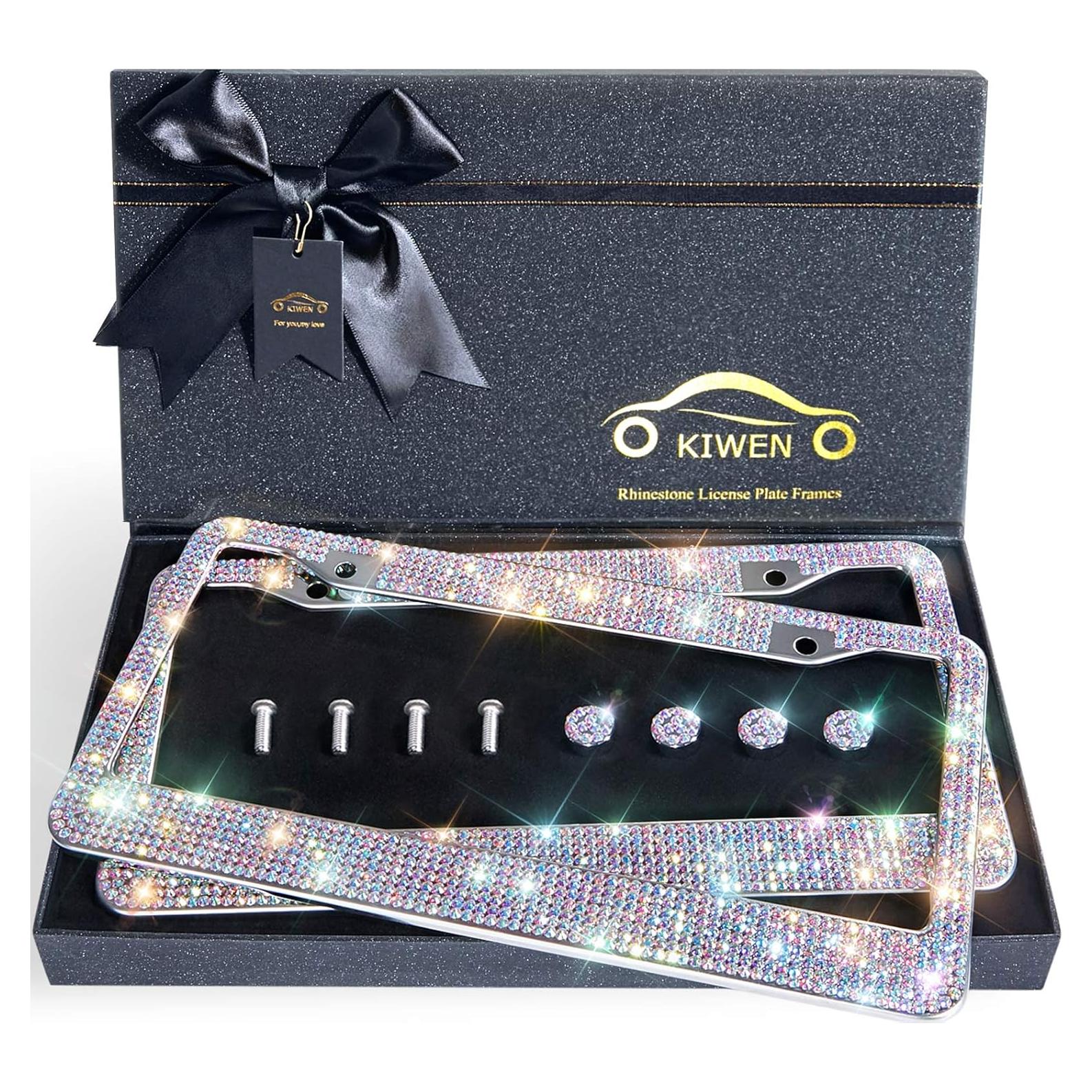 Marcos de Placas de Licencia Brillantes KIWEN - 2 Paquetes