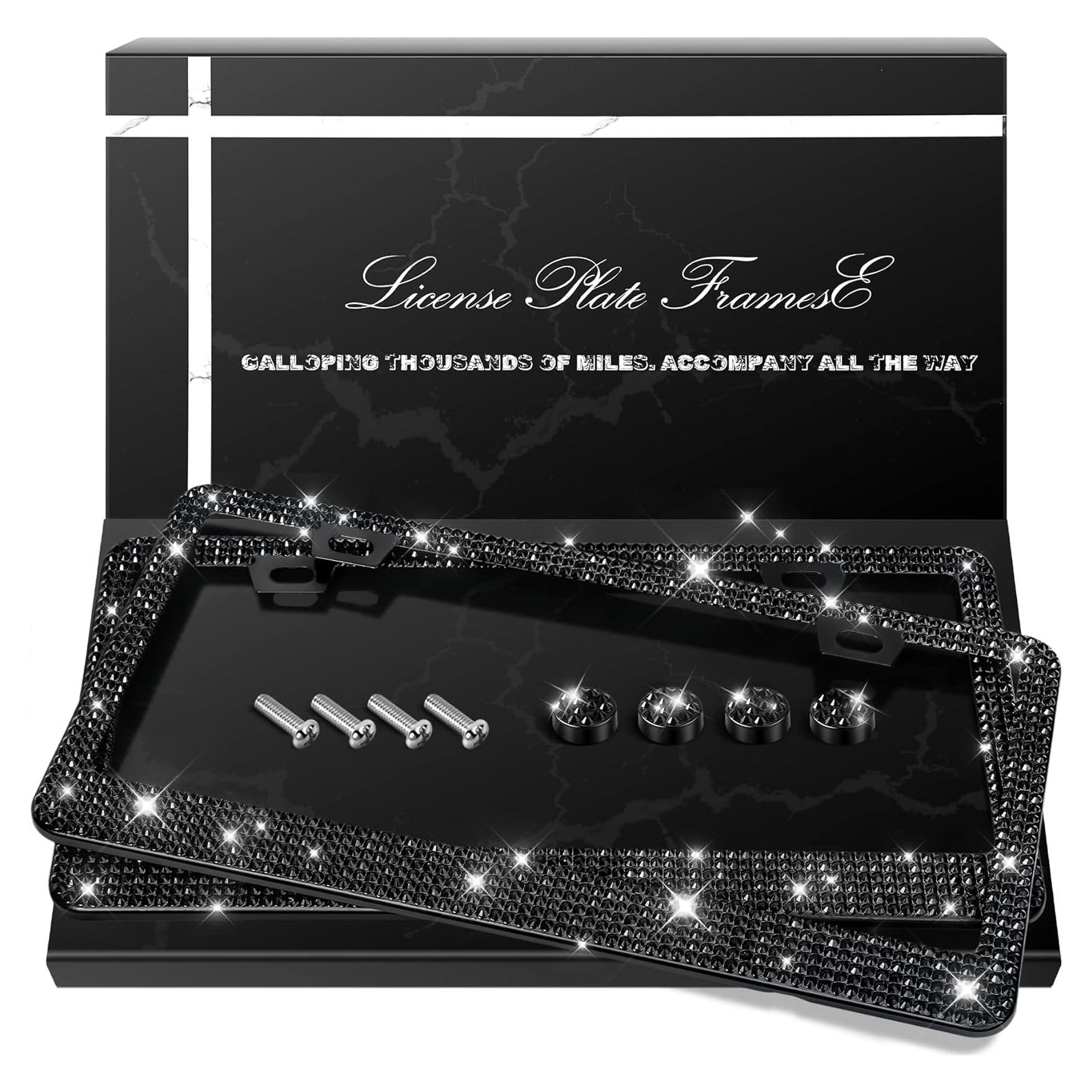 Marco de Placa de Licencia Brillante QUANQIUFEI Negro 32x17 cm