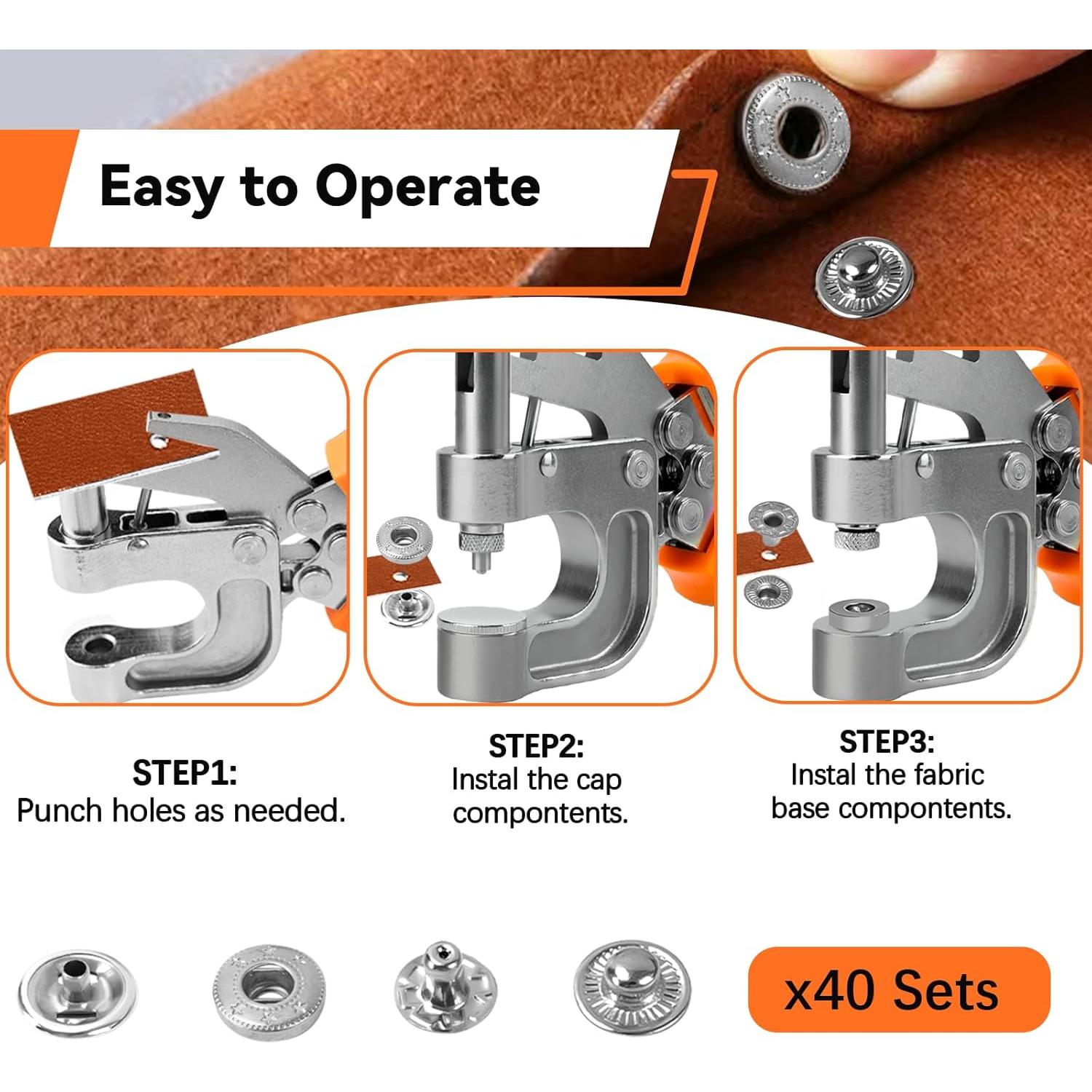 Kit de Herramientas para Botones a Presión Sopnom 15mm 160 Piezas
