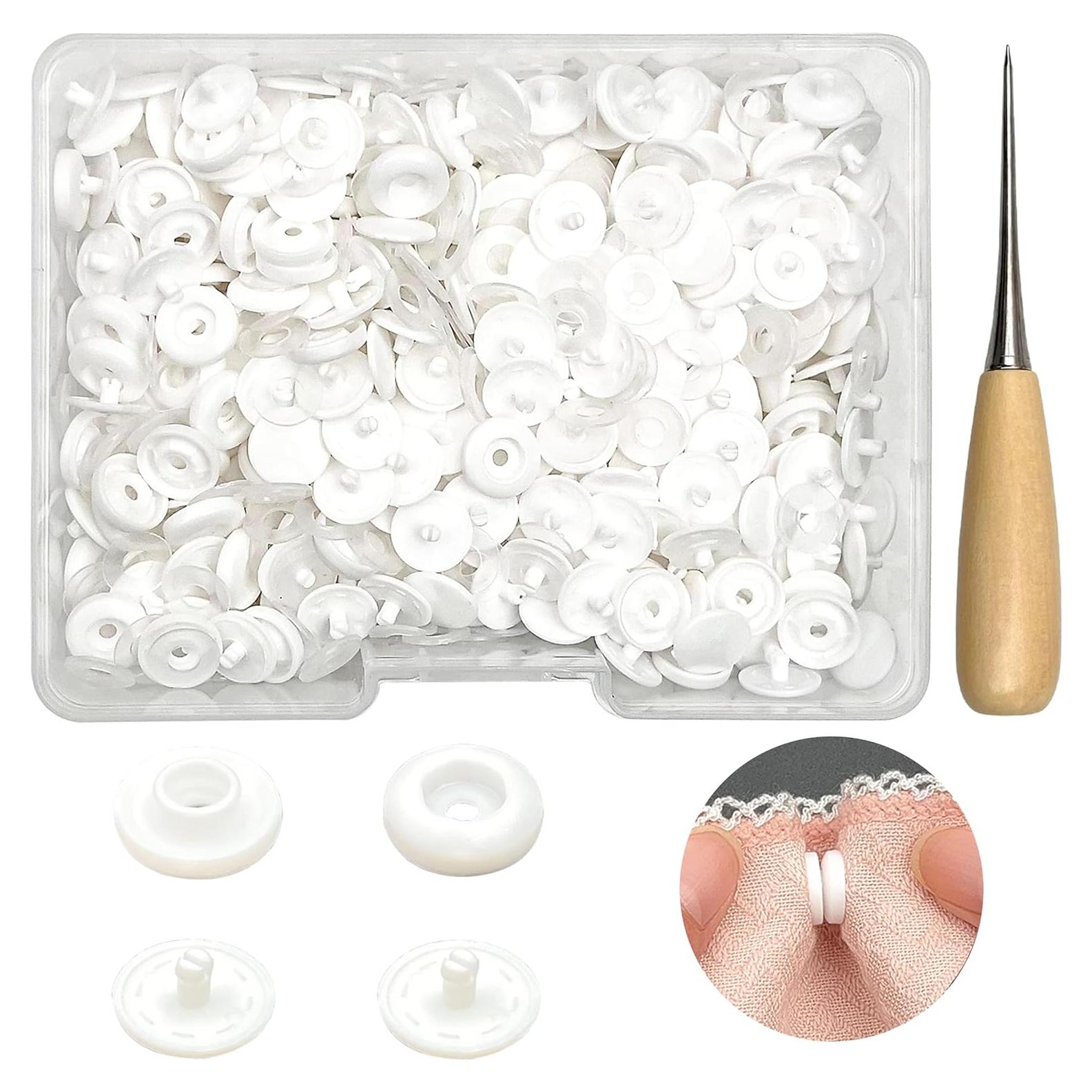 Kit de 120 Botones de Plástico KAM T5 Blancos GTAAOY