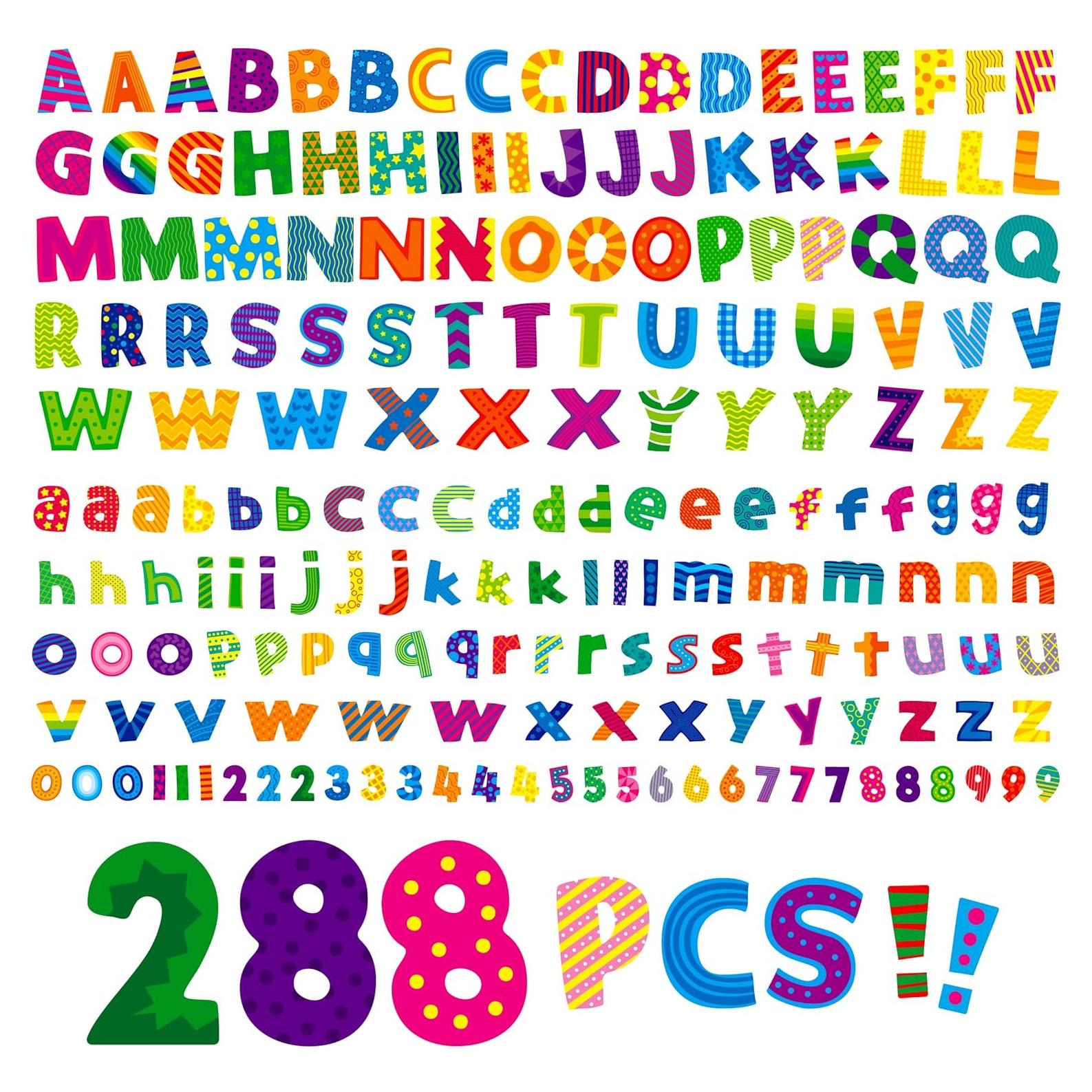 Conjunto de Letras y Números SpriteGru 288 Piezas Colorido