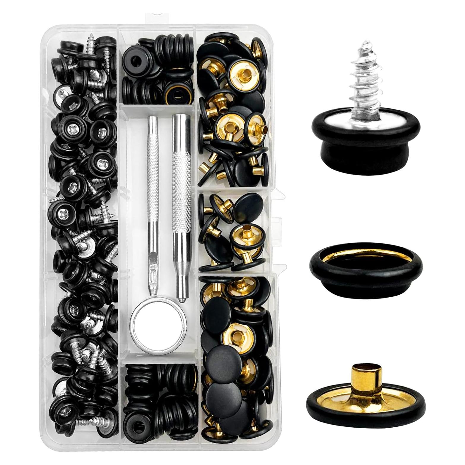 Kit de Botones de Lona GTAAOY 150 Piezas Acero Inoxidable 10mm