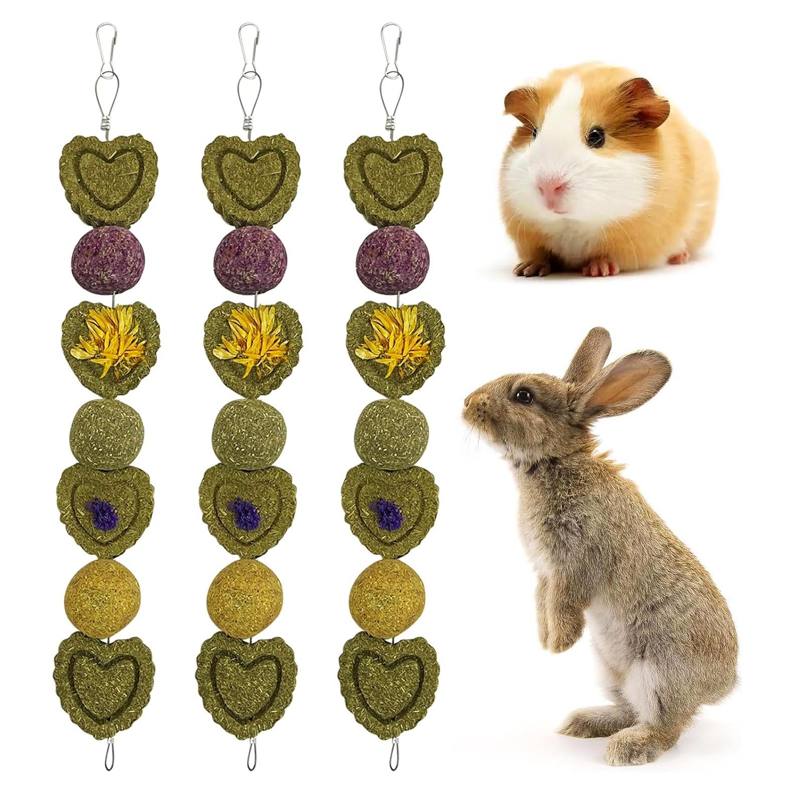 Juguetes de Masticar para Conejos Kathson - 3 Piezas Heno Timothy