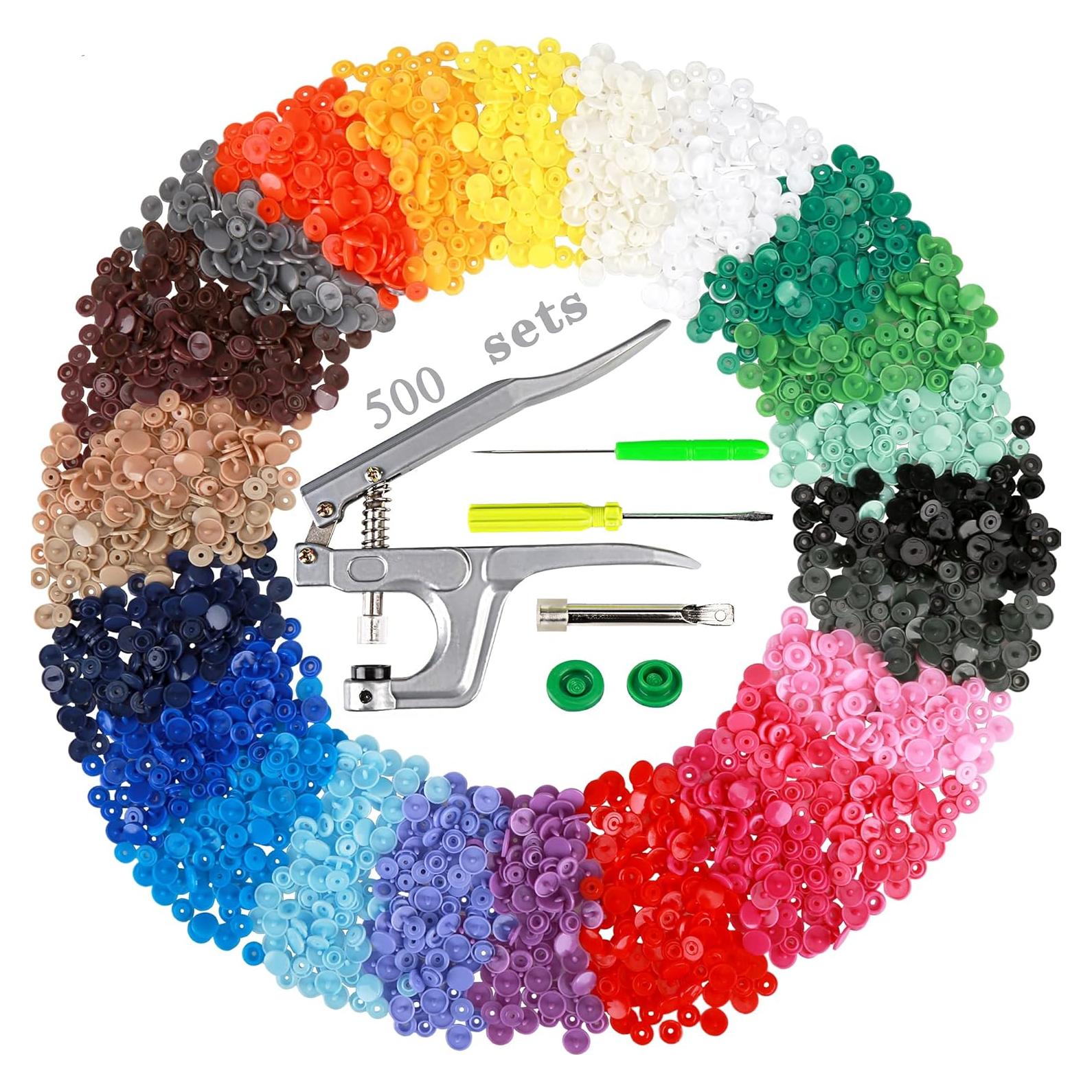 Kit de Botones a Presión Efivs Arts 500 Juegos 12mm 25 Colores