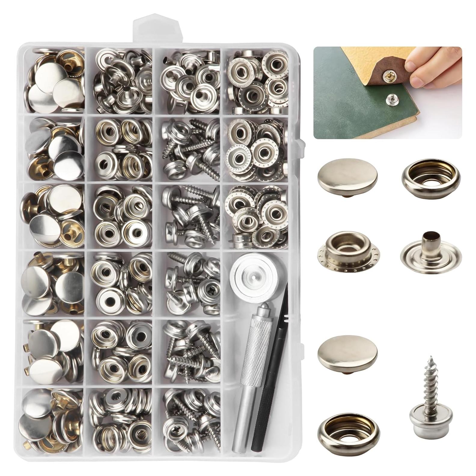 BIOUU Kit de Botones de Lona 363 Piezas Acero Inoxidable