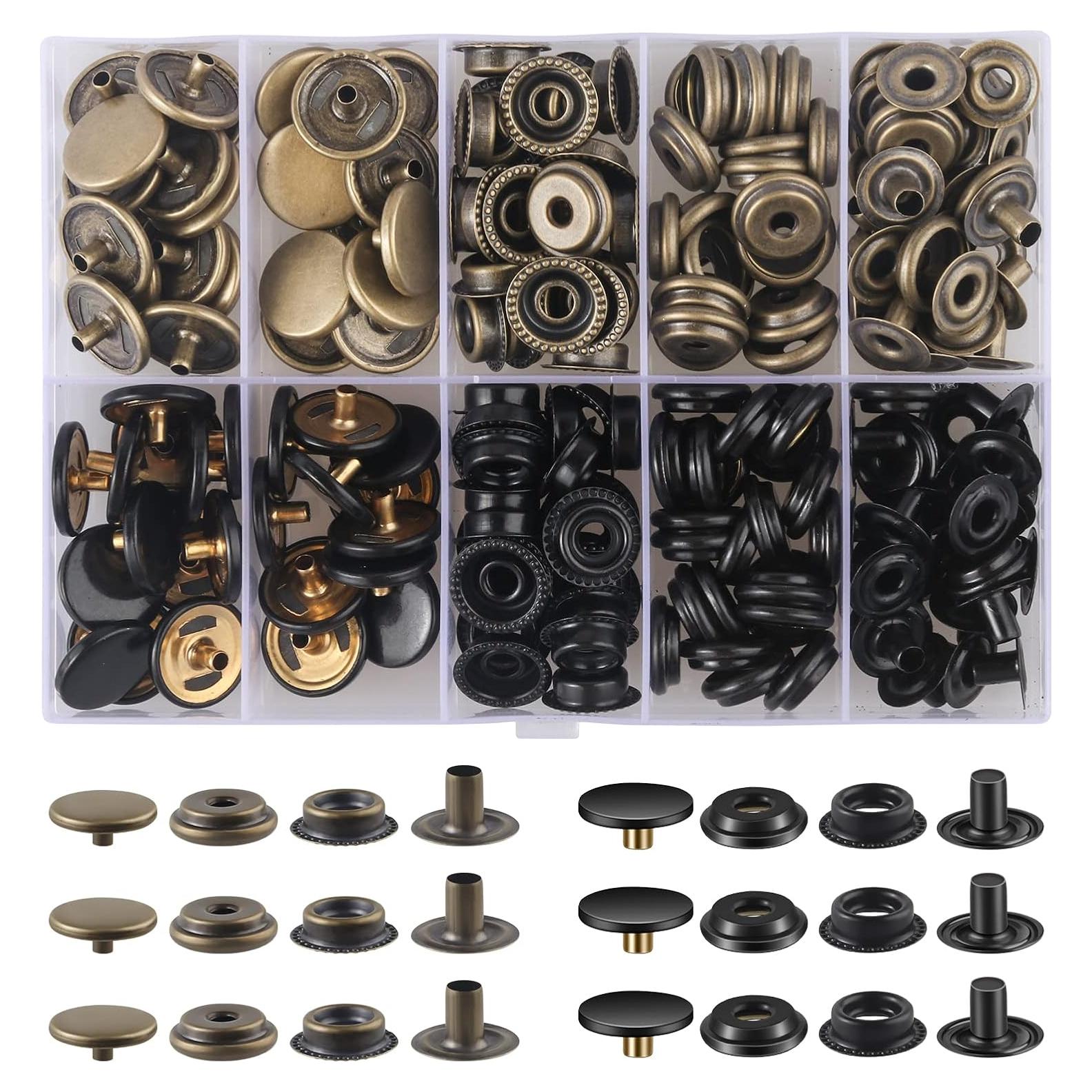 Kit de 200 Broches a Presión Moocci 15mm Acero Inoxidable