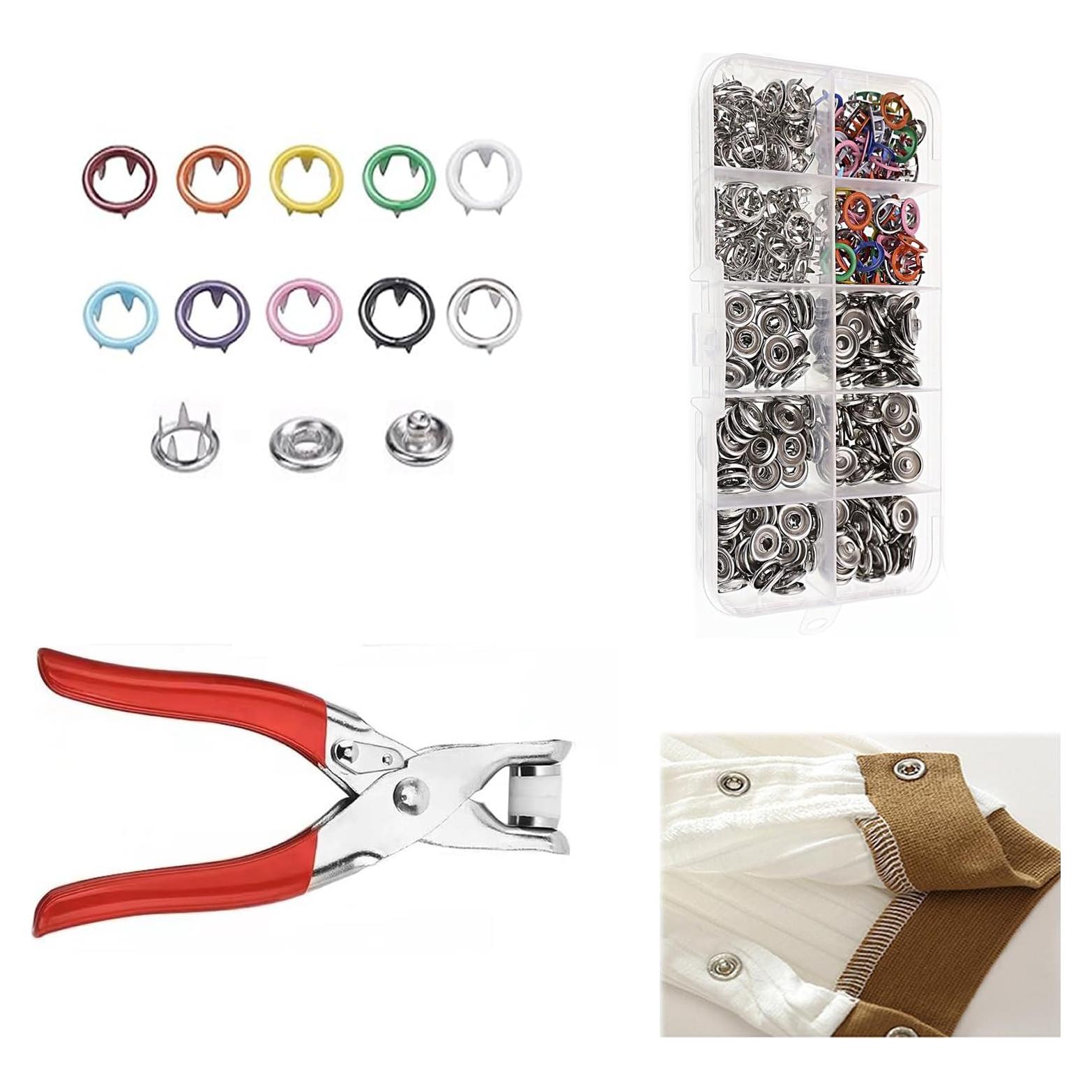 100 Botones de Presión de Metal YIGUANXIN 9.5mm 10 Colores