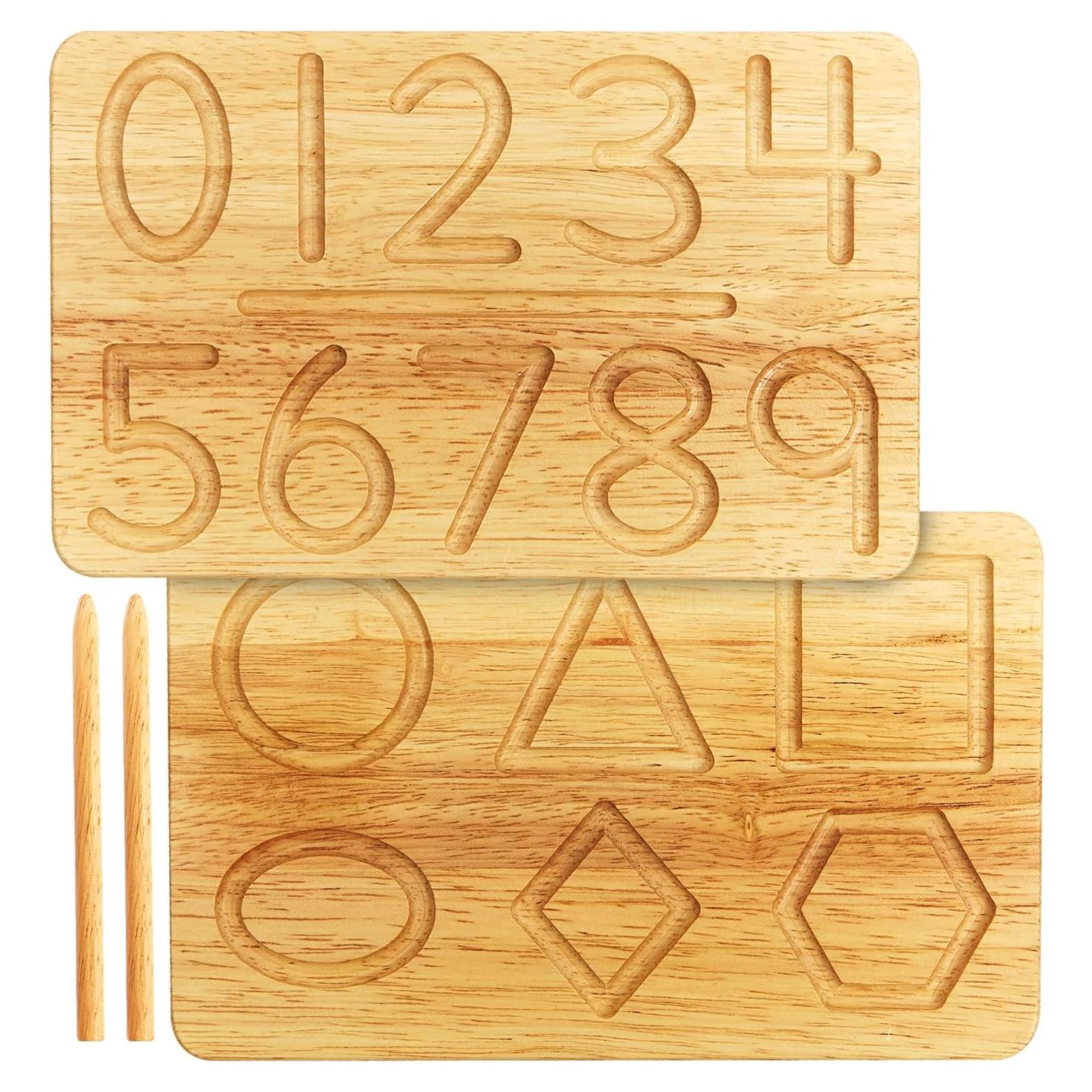 Tabla de Trazado de Números de Madera Montessori - 20.3x12.7 cm