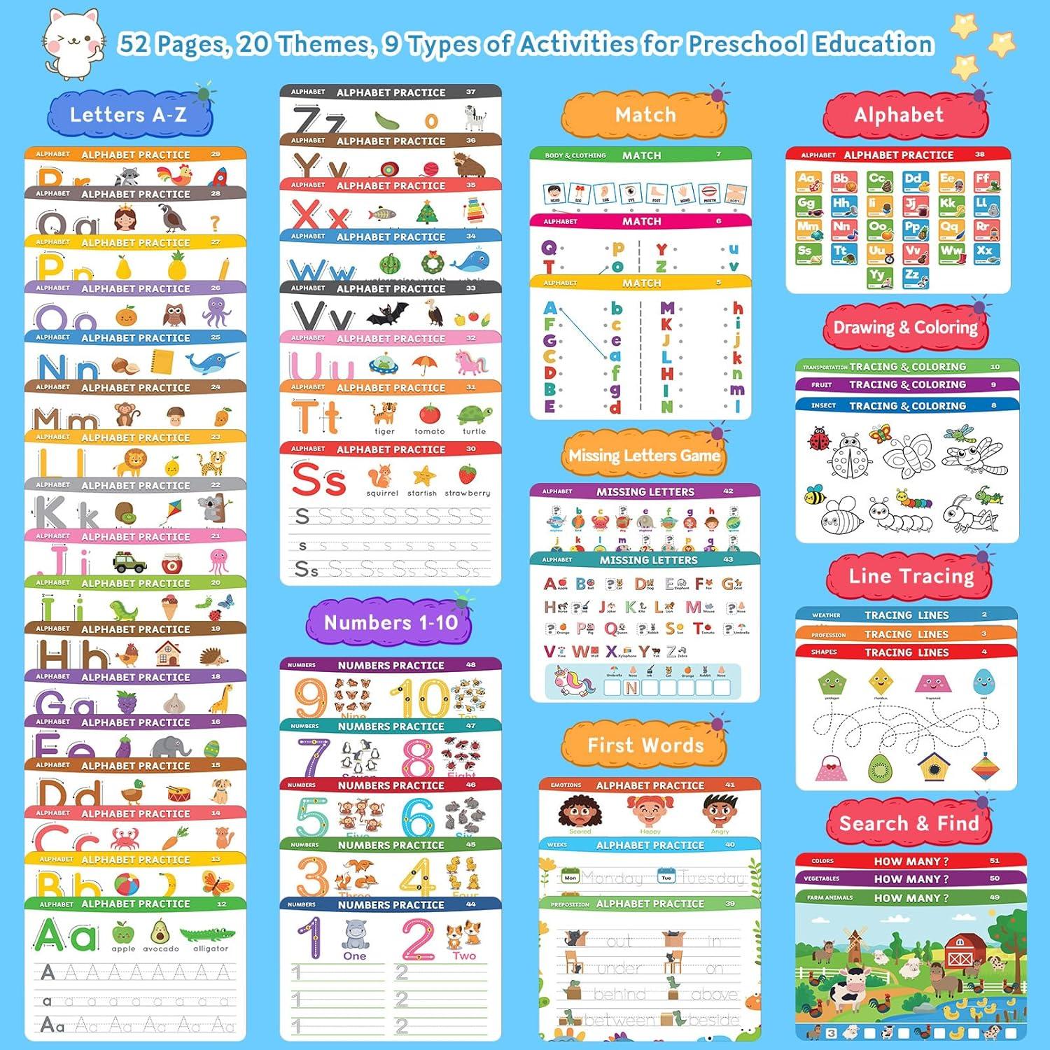 Cuaderno Educativo de Trazado para Preescolar - 52 Páginas