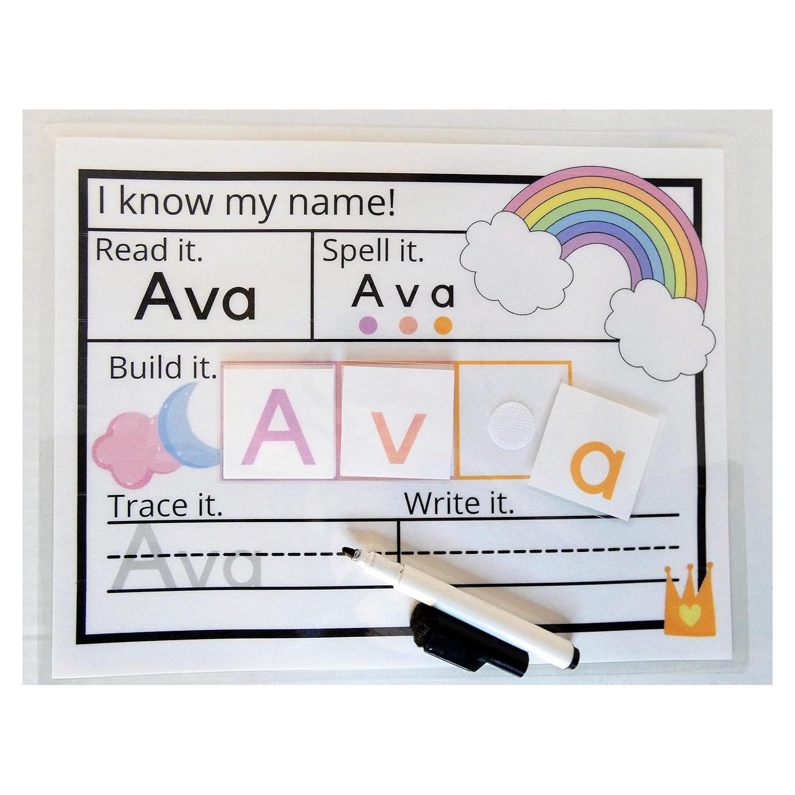 Alfombrilla Personalizada para Borrado en Seco Montessori Arcoíris