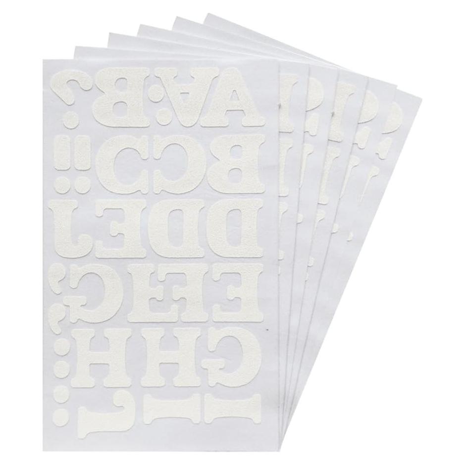 Transferencias de Letras Blancas Magfok para Planchar 6 Hojas 3.81cm