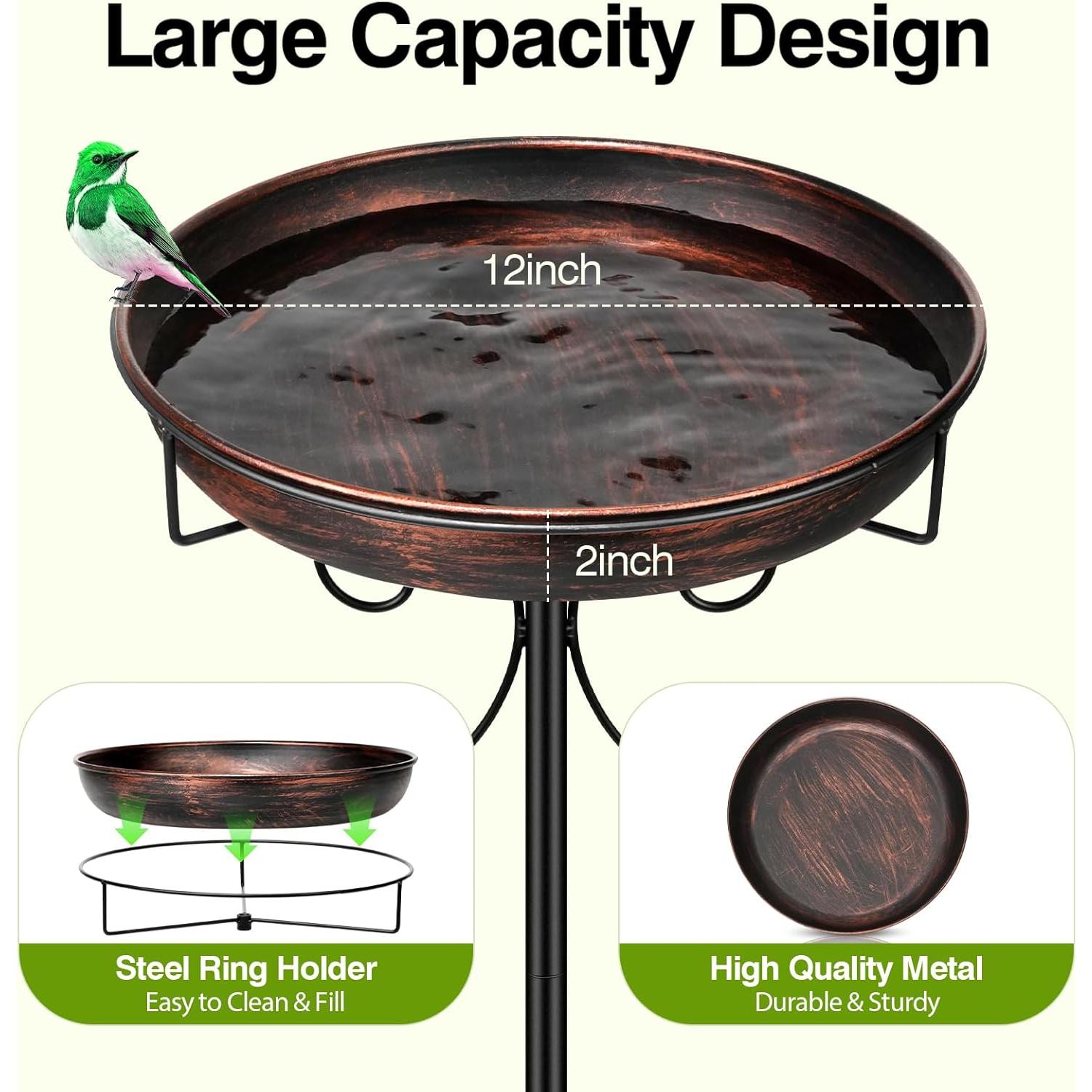 Baño para Aves de Metal Daoeny 30.5cm Bronce Antiguo