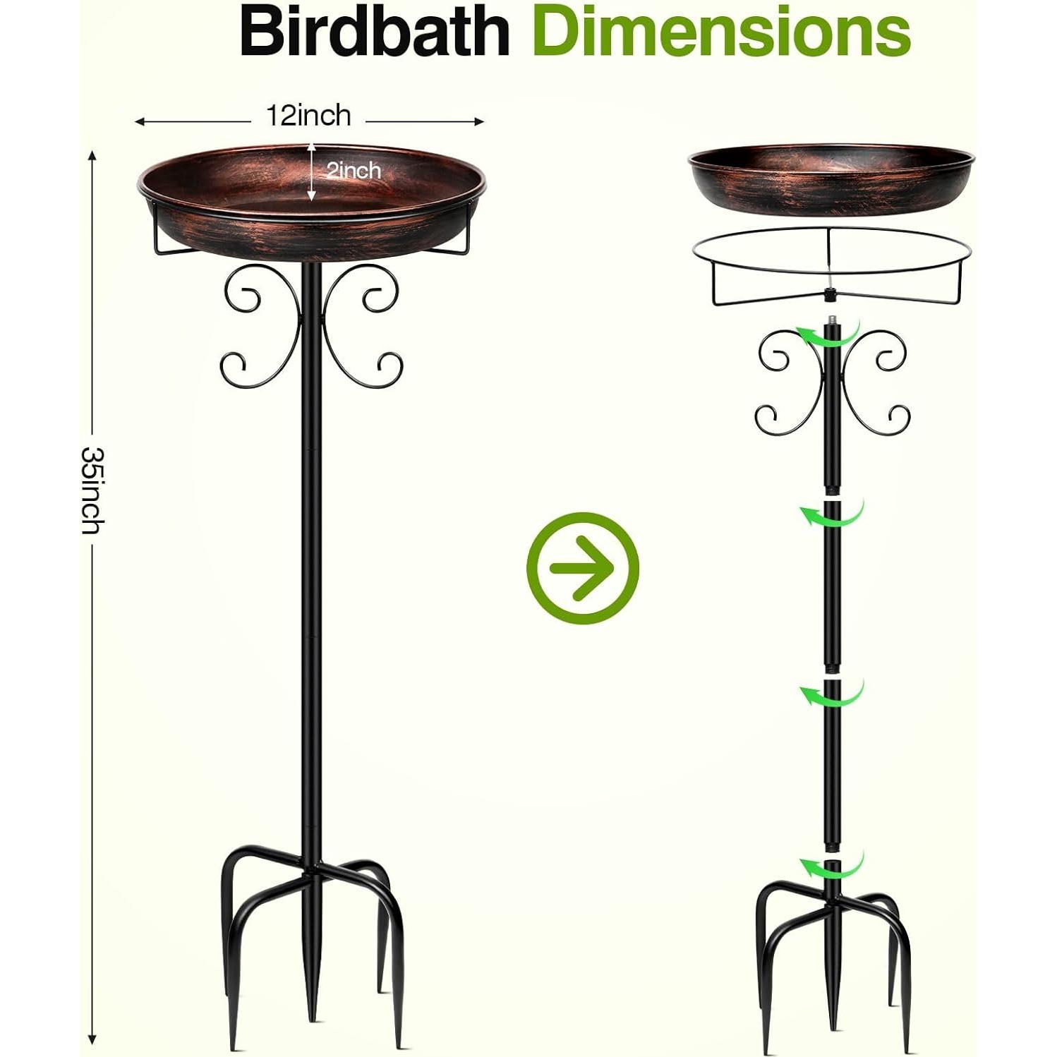 Baño para Aves de Metal Daoeny 30.5cm Bronce Antiguo