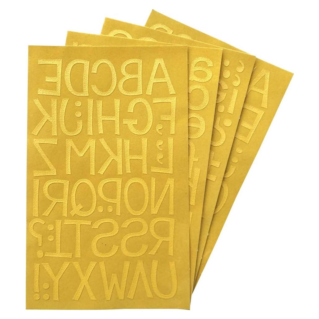 Letra de Felpa Magfok para Transferencia de Tela 4 Hojas Oro