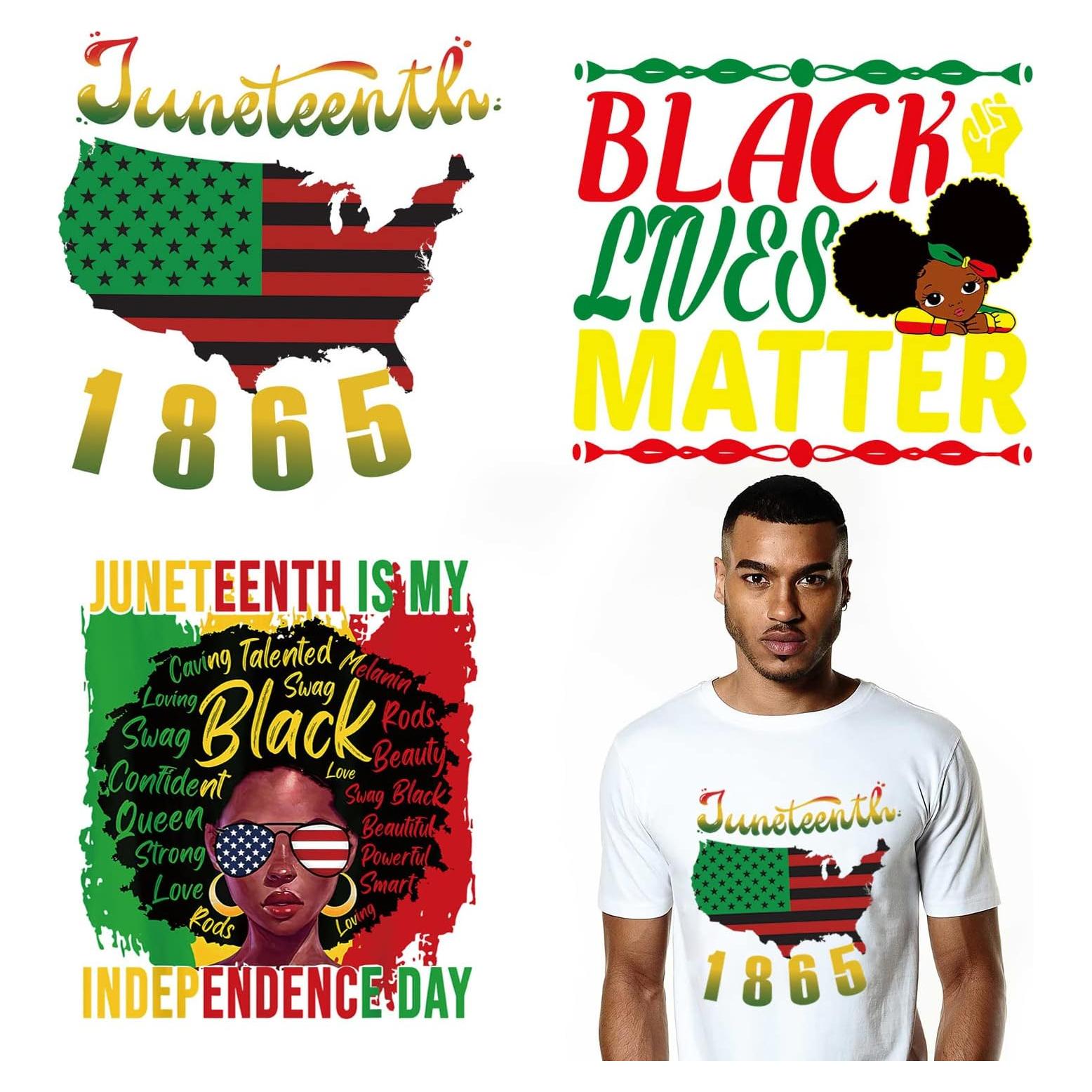 Calcomanías de Transferencia de Calor Juneteenth Foweso - 3 Piezas