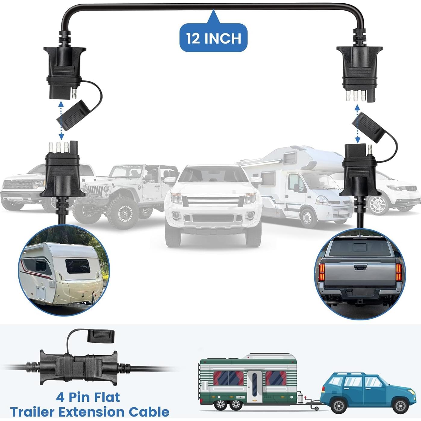 Cable de Extensión para Remolque MECMO 4 Pines 30 cm