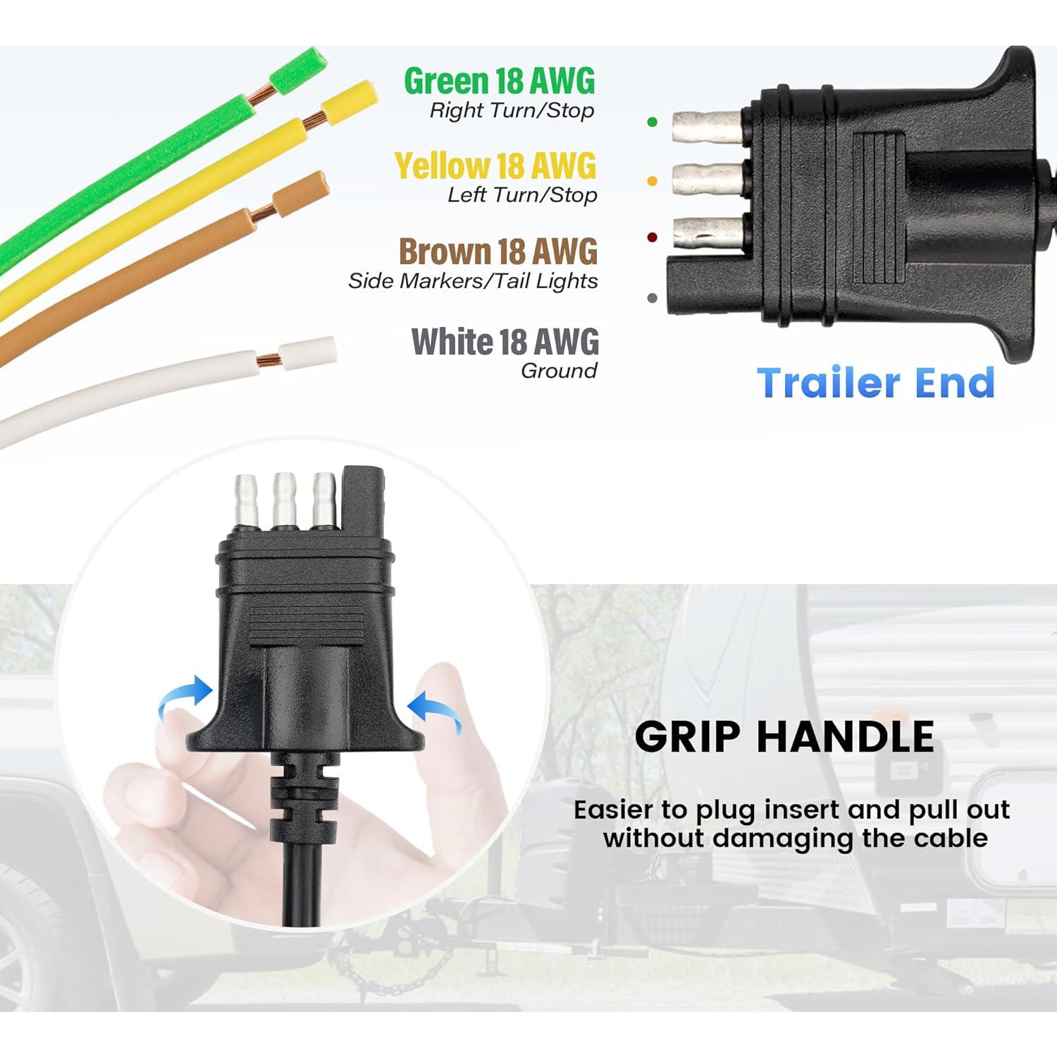 Cable de Extensión para Remolque MECMO 4 Pines 30 cm
