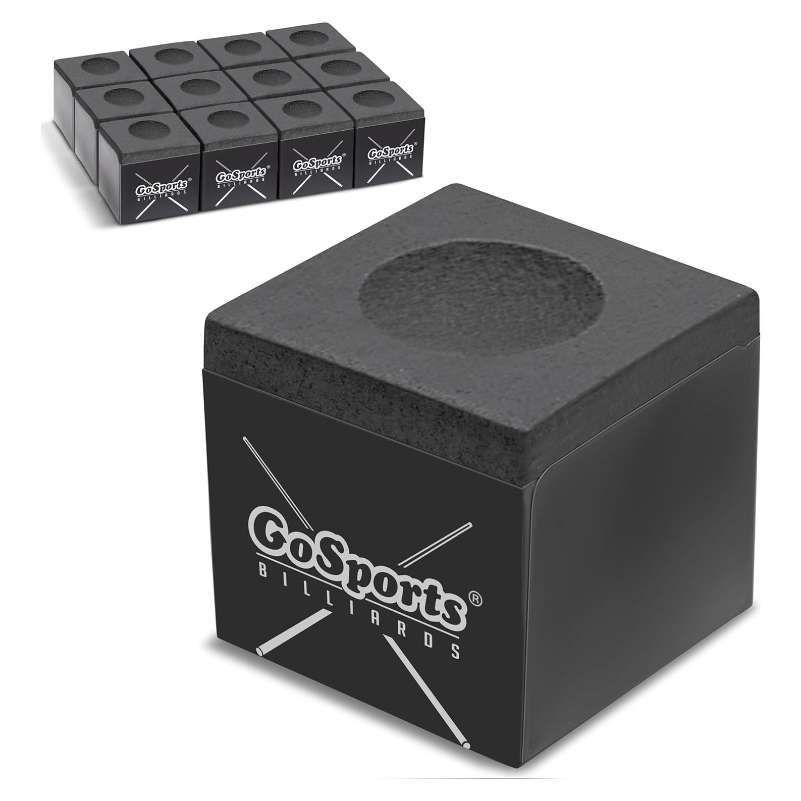 Cubo de Tiza para Taco de Billar GoSports 12 Pack - Negro
