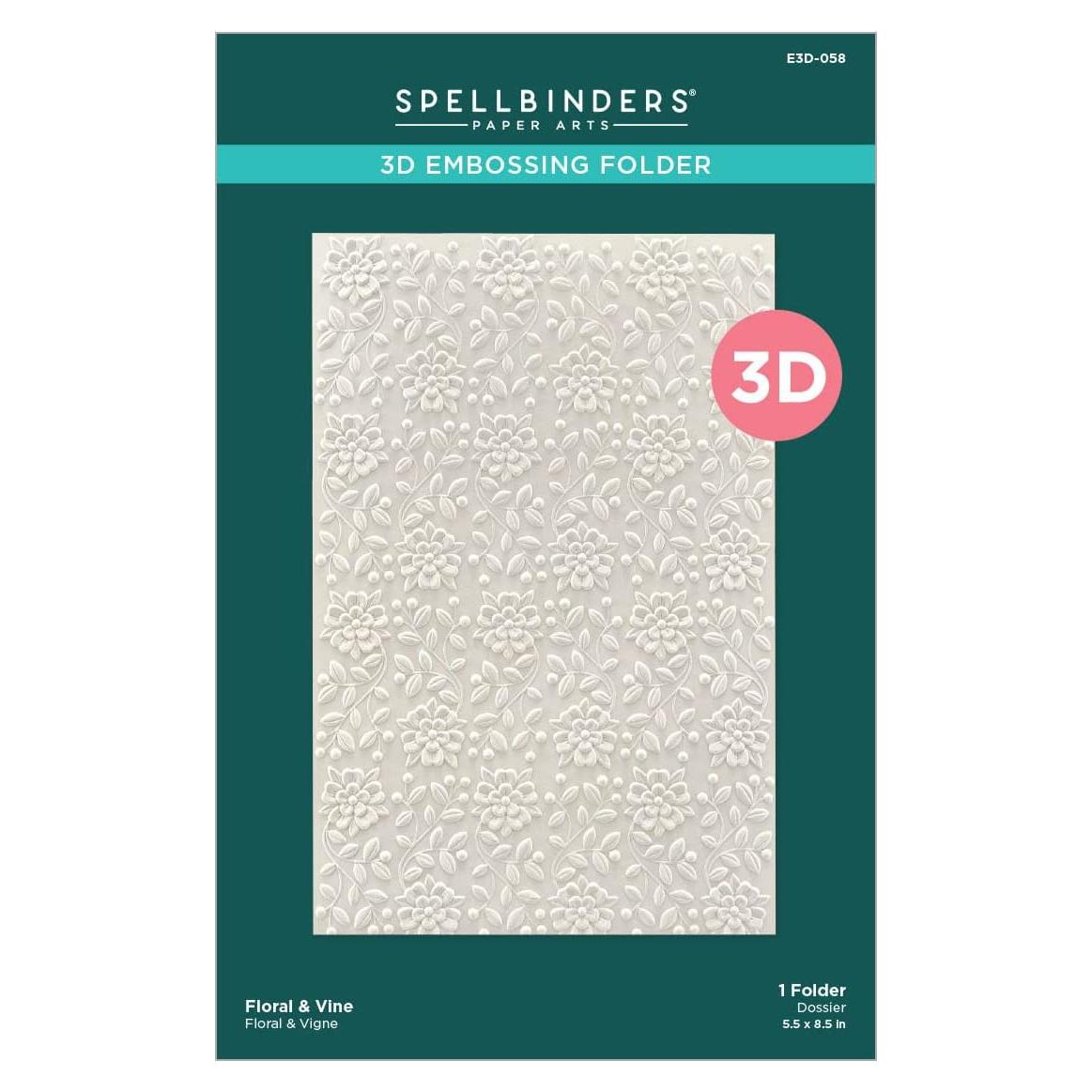 Carpeta de Embossing 3D Floral y Vid Spellbinders 14.73x22.86 cm