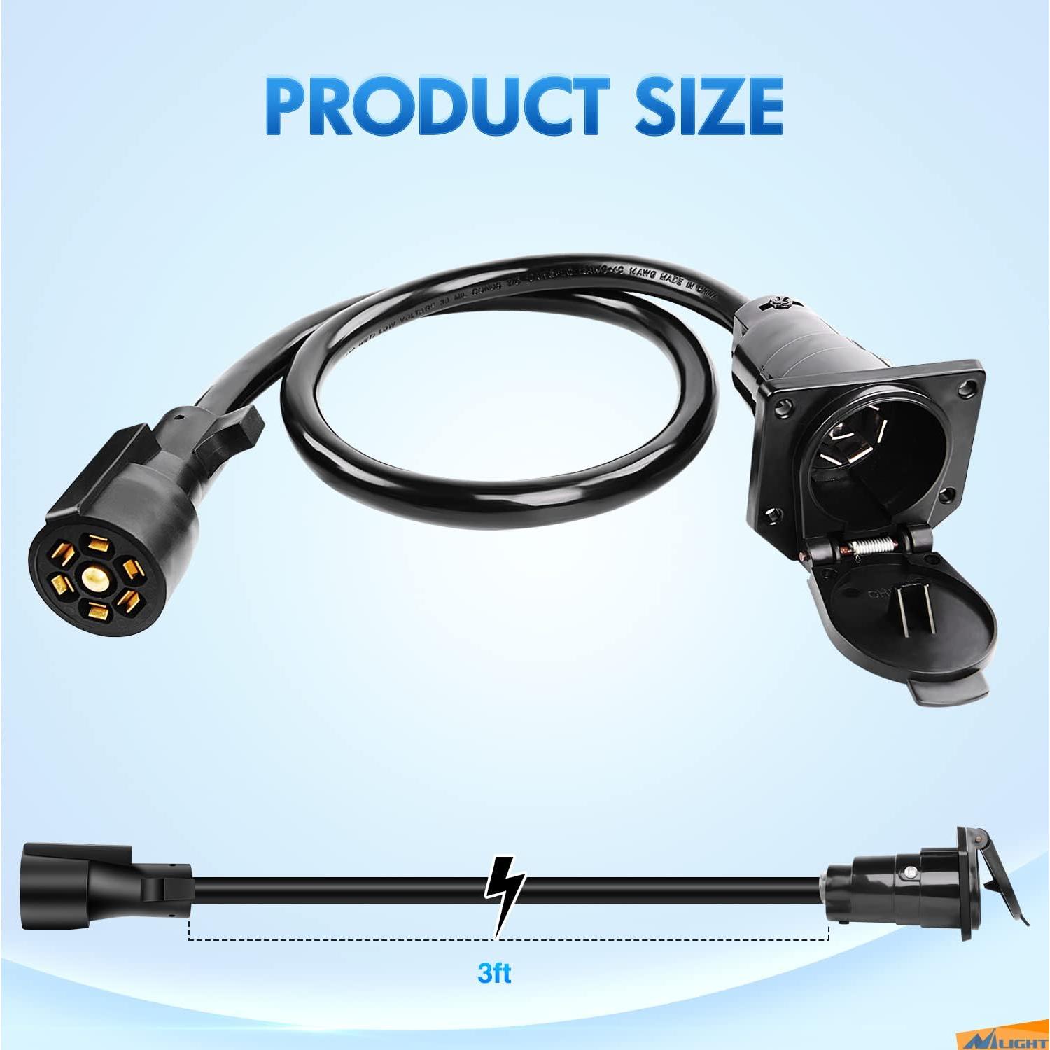 Cable de Extensión de Remolque Nilight 50050R 7 Vías 0.91 m