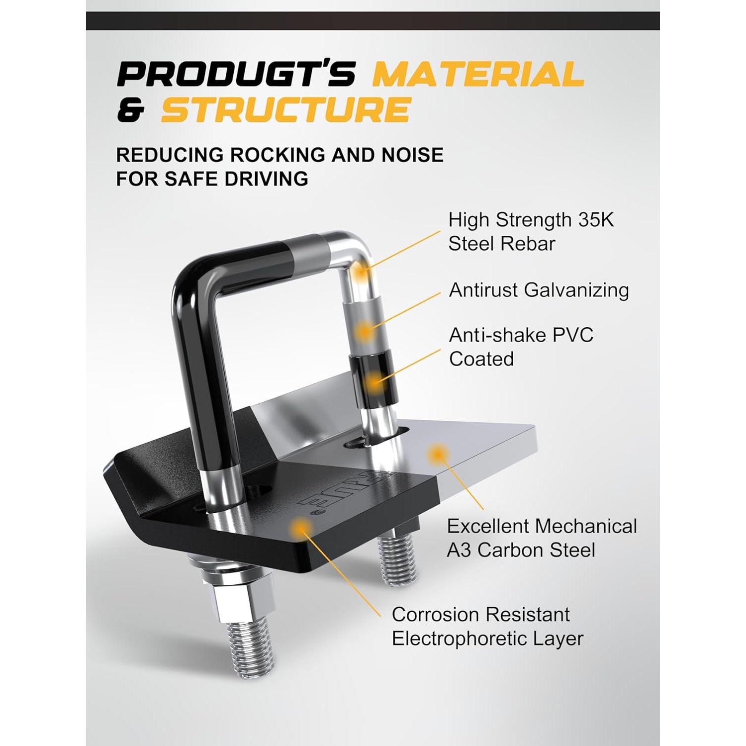 Apretador de Enganche Antivibración RETRUE 2" (5.08 cm) Negro